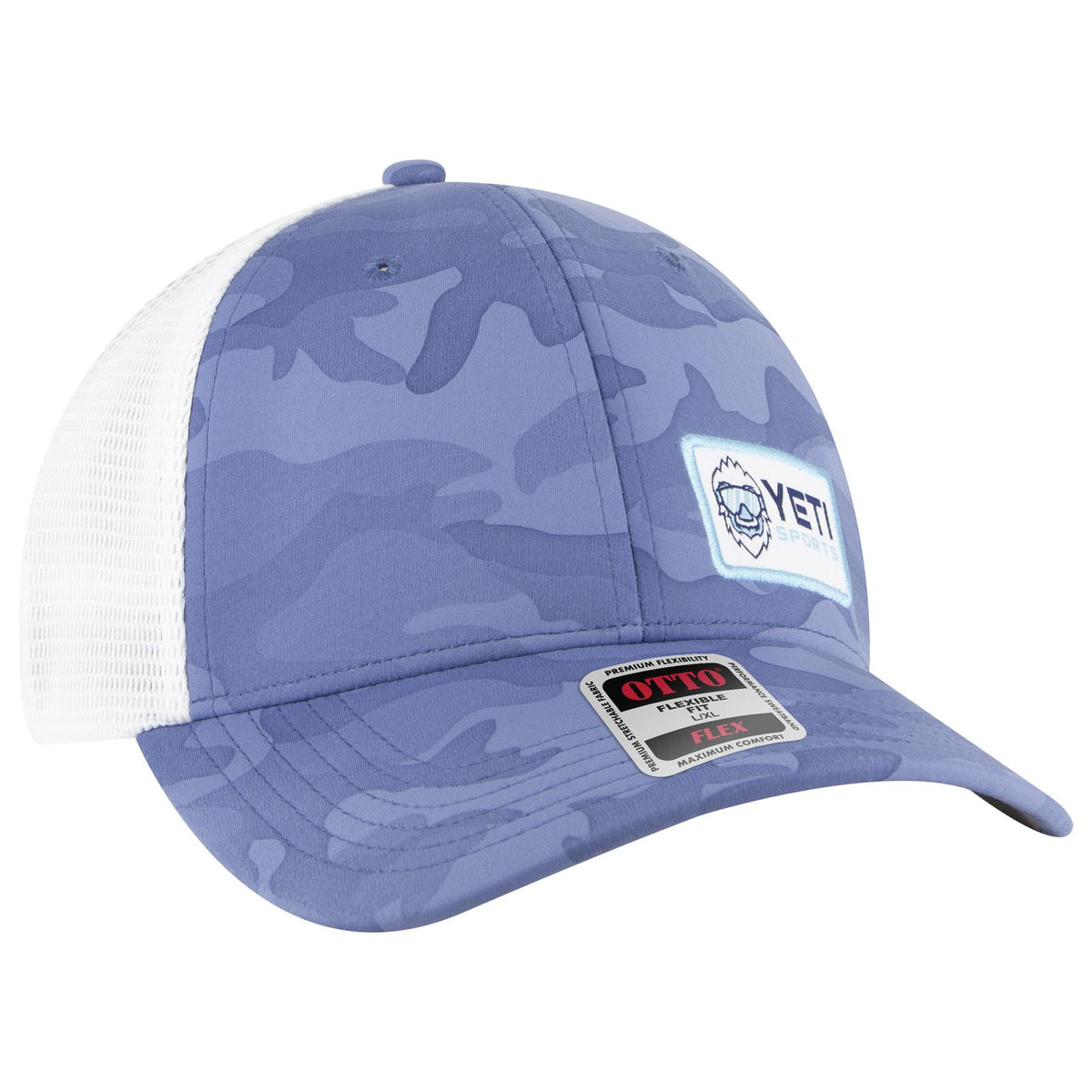 Right View of 083016 - Cb.Blu/Sk.Blu/Wht OTTO CAP "OTTO FLEX" Fitted 6 Panel Low Profile Mesh Back Trucker Hat