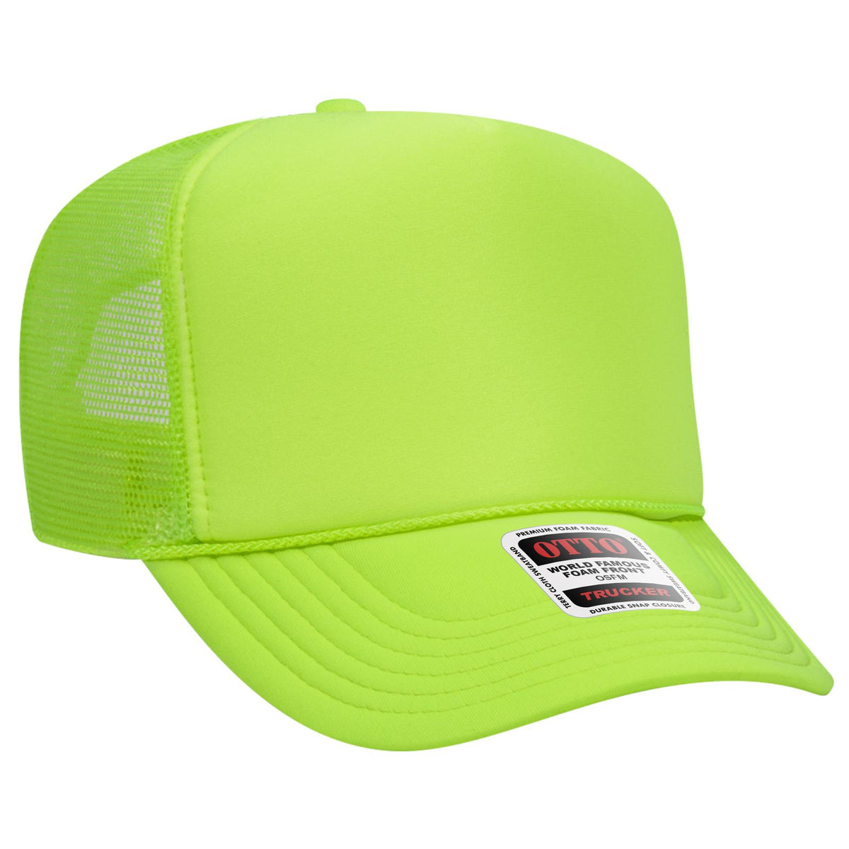 Right View of 088 - N. Green OTTO CAP 5 Panel High Crown Mesh Back Trucker Hat