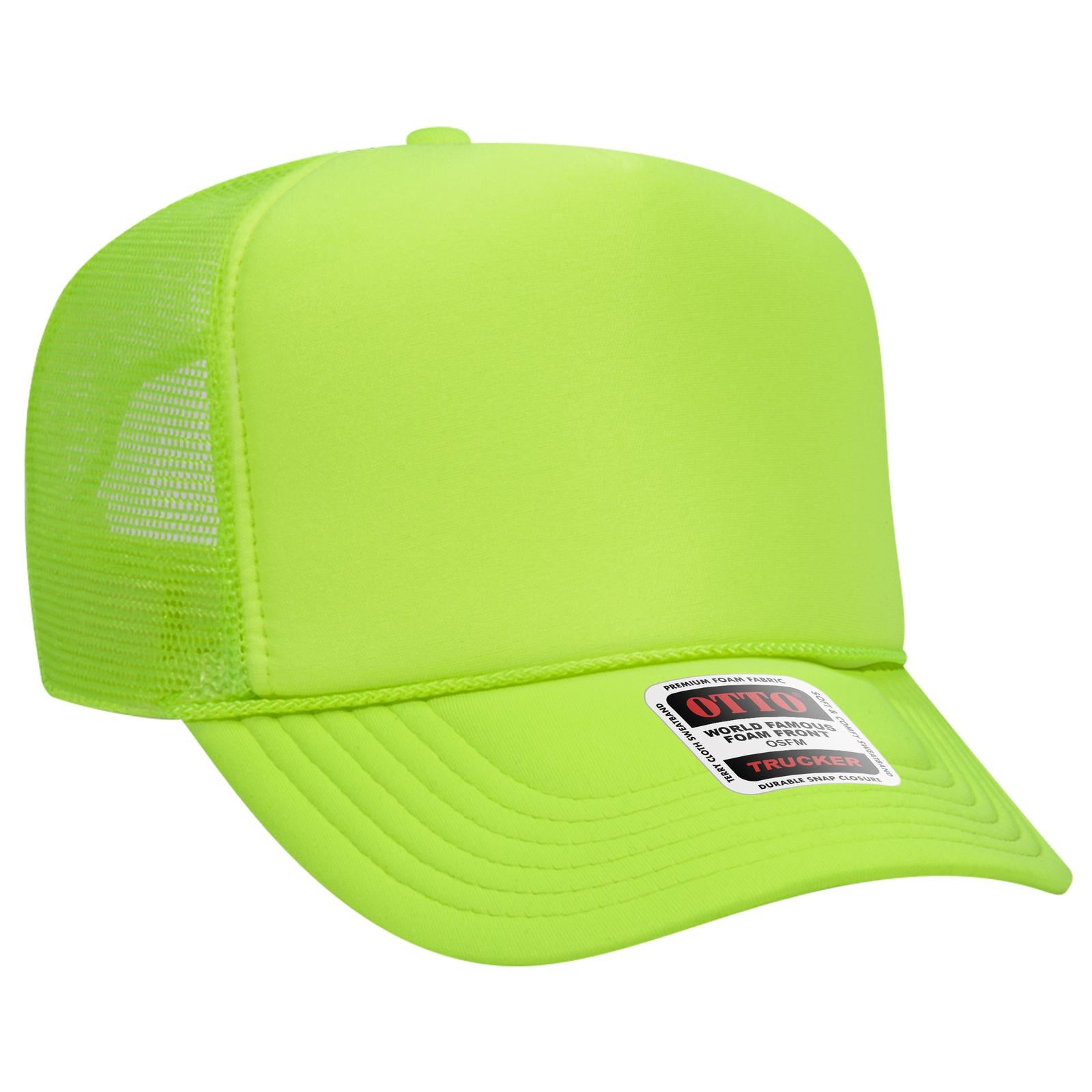 Right View of 088 - N. Green OTTO CAP 5 Panel High Crown Mesh Back Trucker Hat