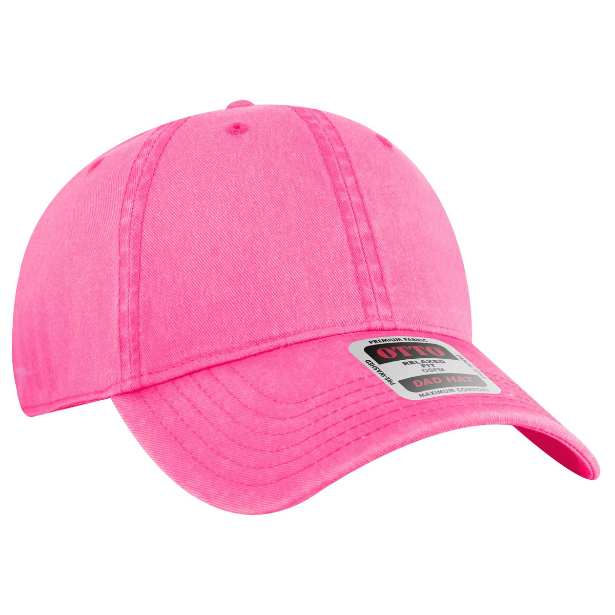 Right View of 089 - N. Pink OTTO CAP 6 Panel Low Profile Dad Hat