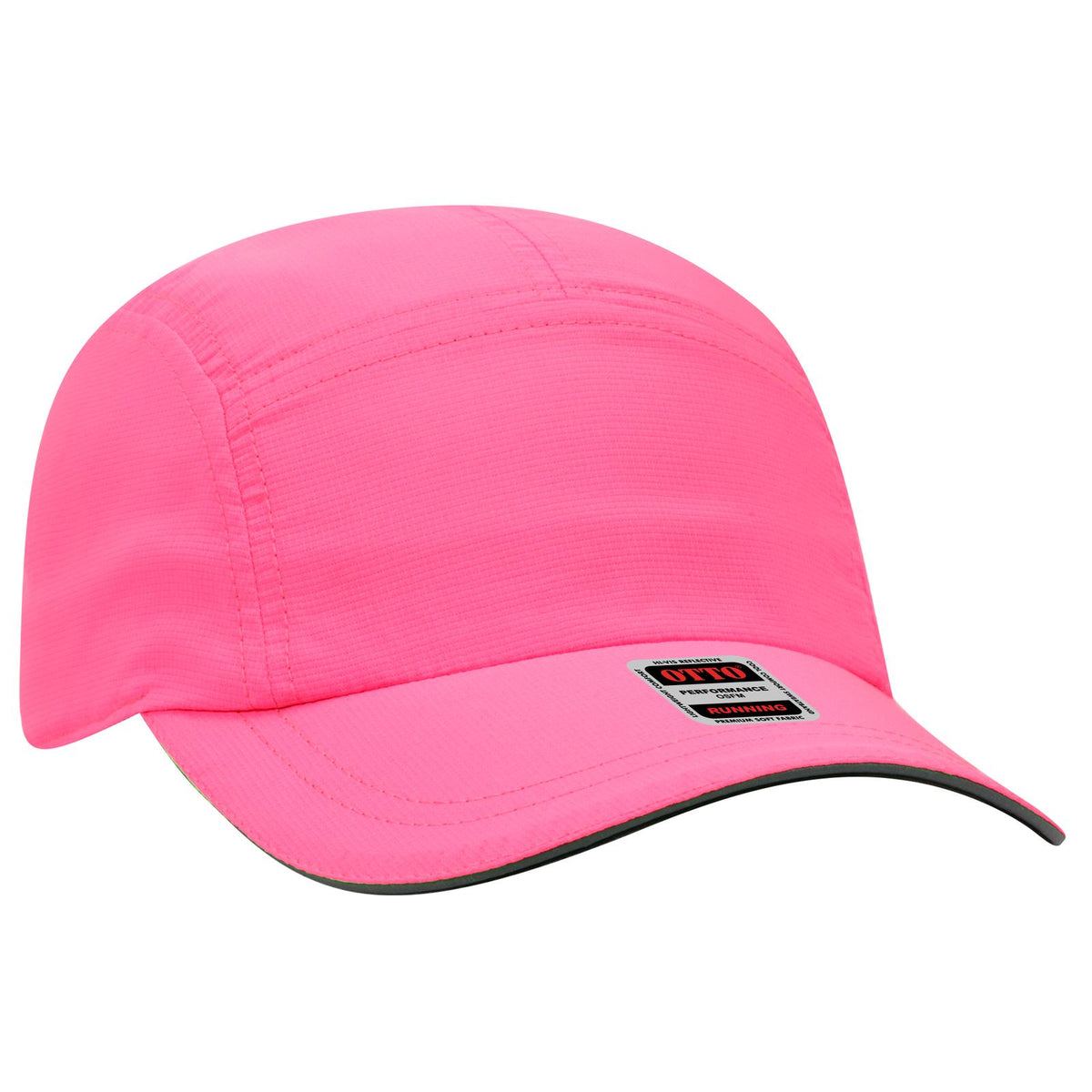 Right View of 089 - N. Pink OTTO CAP Reflective 5 Panel Running Cap