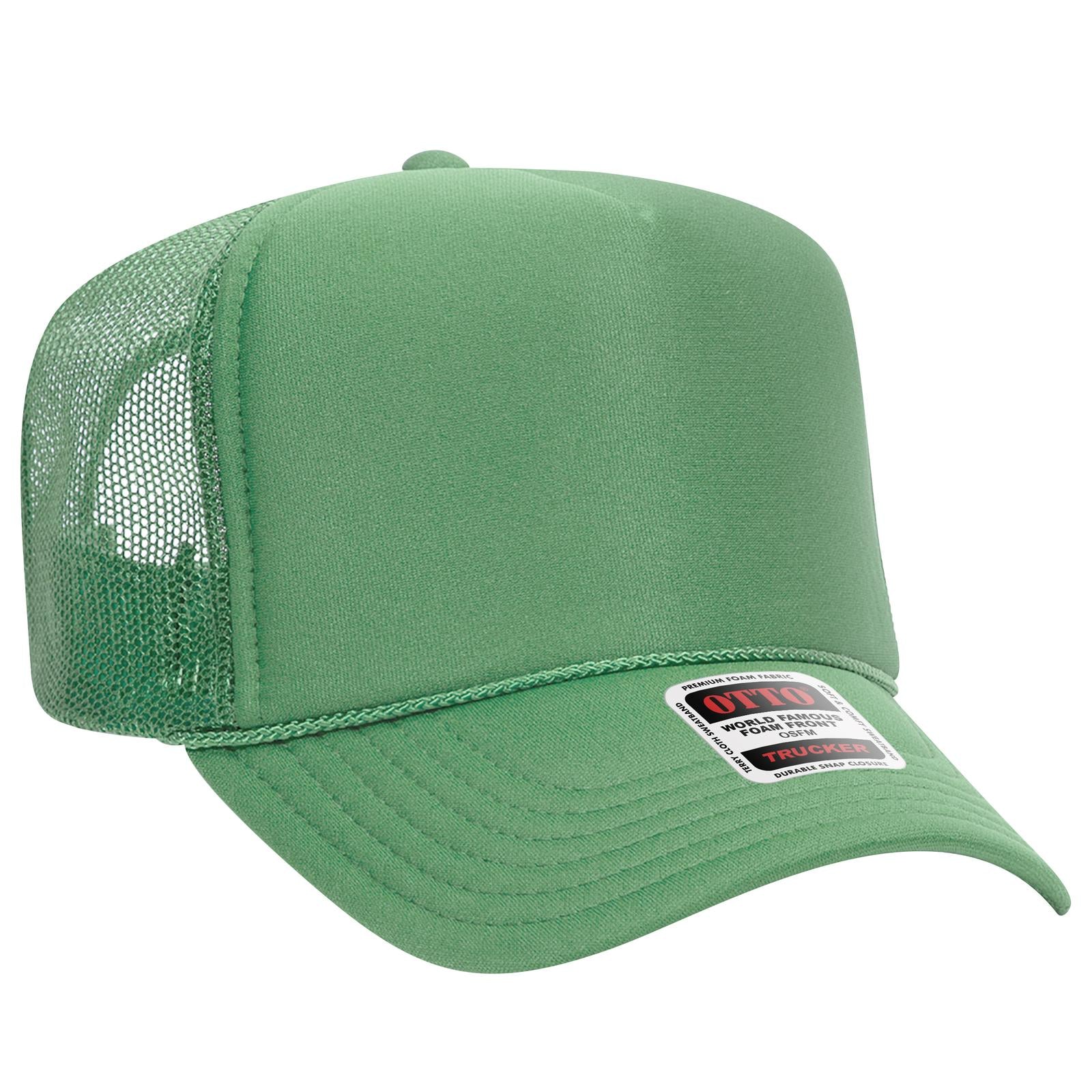 Right View of 091 - Cactus Green OTTO CAP 5 Panel High Crown Mesh Back Trucker Hat