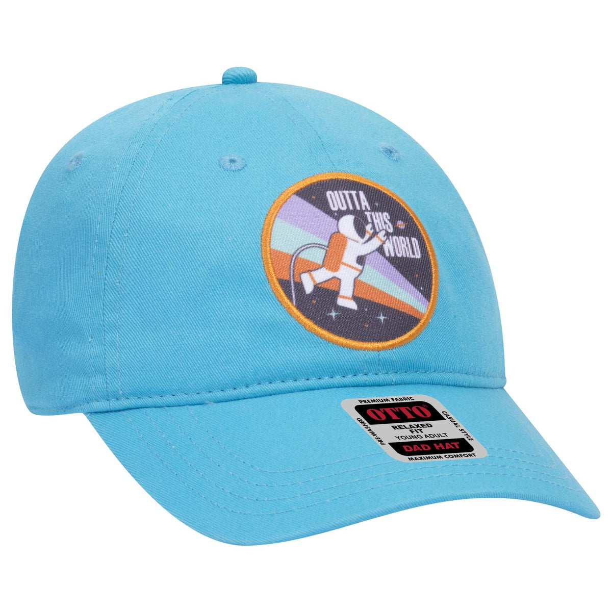 Right View of 097 - Aqua OTTO CAP 6 Panel Low Profile Dad Hat