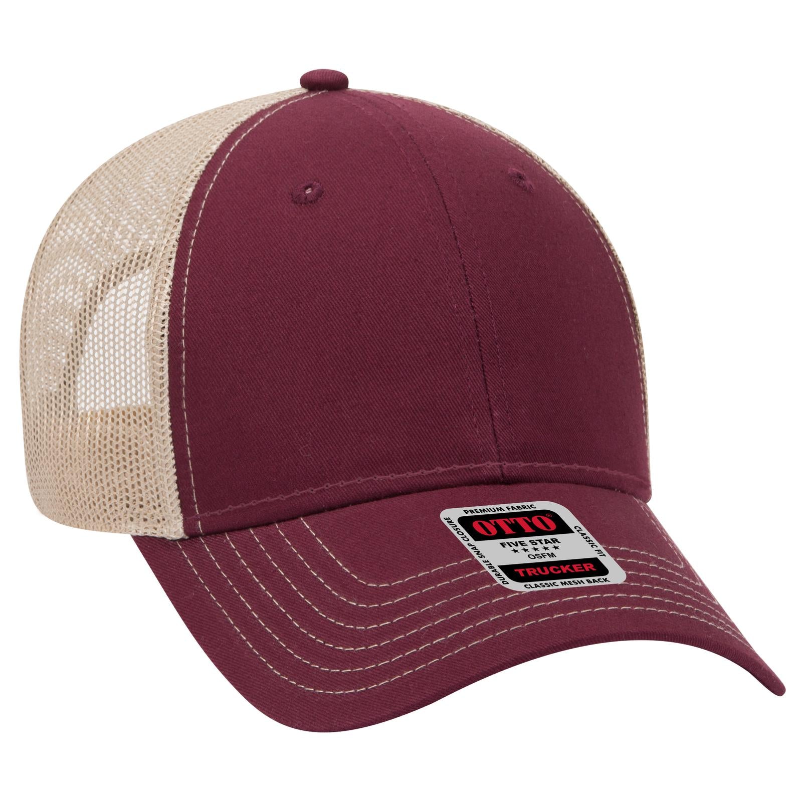 Right View of 101032 - Marn/Marn/Kha OTTO CAP 6 Panel Low Profile Mesh Back Trucker Hat
