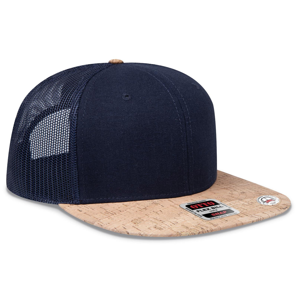 Right View of 11204 - Cork/Nvy OTTO CAP "OTTO SNAP" 6 Panel Pro Style Mesh Back Trucker Snapback Hat
