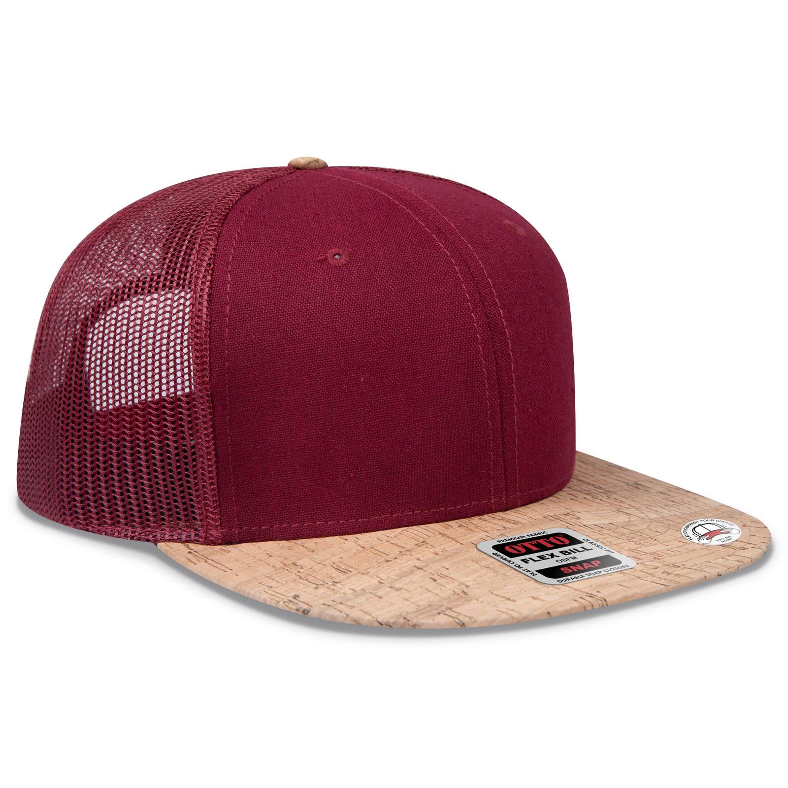 Front View of 11219 - Cork/Bg Mrn OTTO CAP "OTTO SNAP" 6 Panel Pro Style Mesh Back Trucker Snapback Hat
