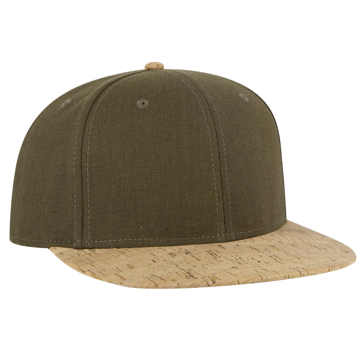 Right View of 11283 - Cork/Ml Grn OTTO CAP "OTTO SNAP" 6 Panel Pro Style Snapback Hat