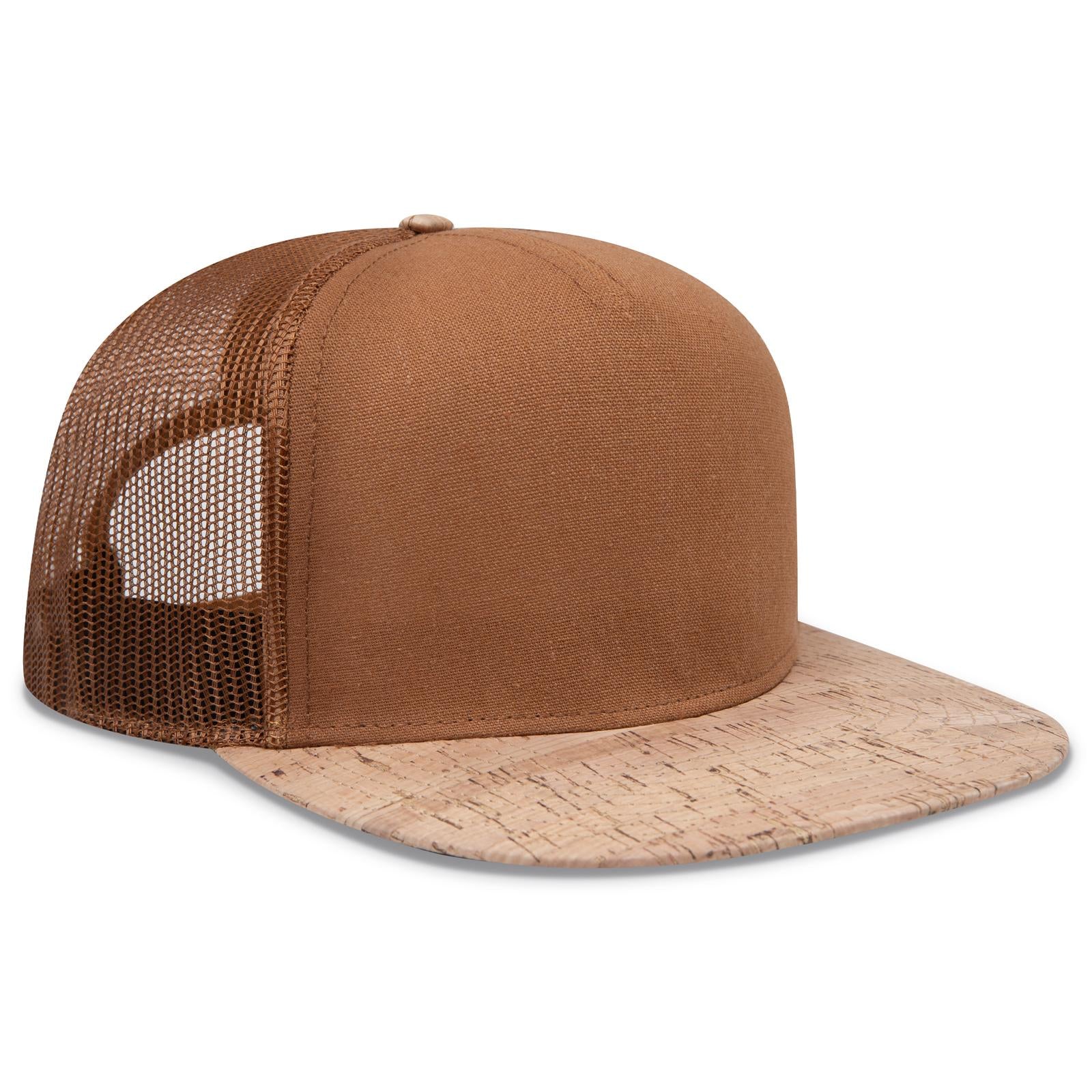 Right View of 11284B - Cork/Cy Brn OTTO CAP "OTTO SNAP" 5 Panel Pro Style Mesh Back Trucker Snapback Hat