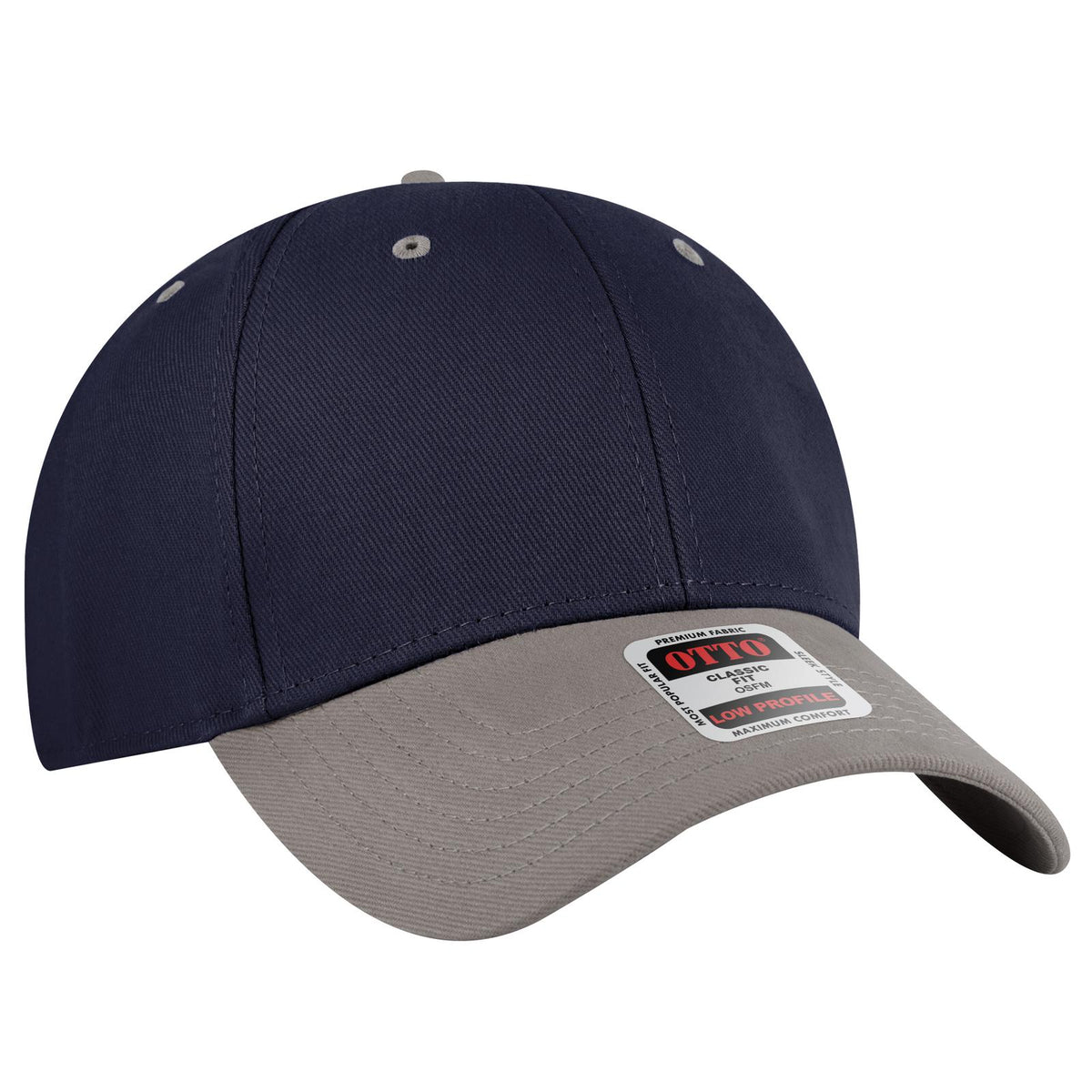 Right View of 1404 - Gry/Nvy OTTO CAP 6 Panel Low Profile Baseball Cap