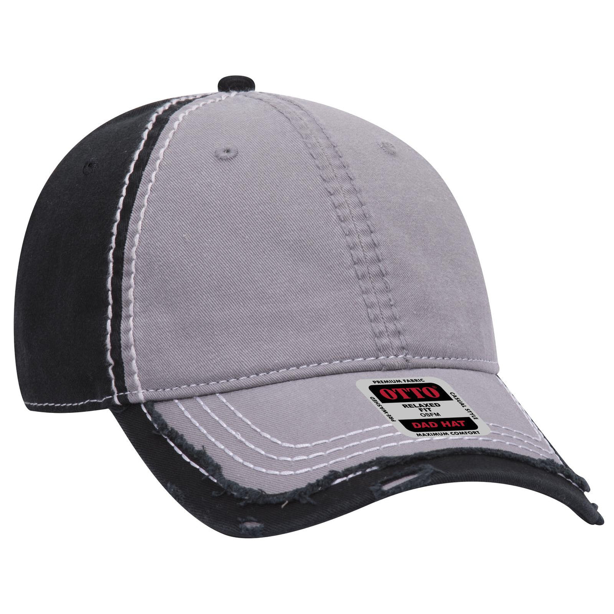 Right View of 141403 - Gry/Gry/Blk OTTO CAP 6 Panel Low Profile Dad Hat