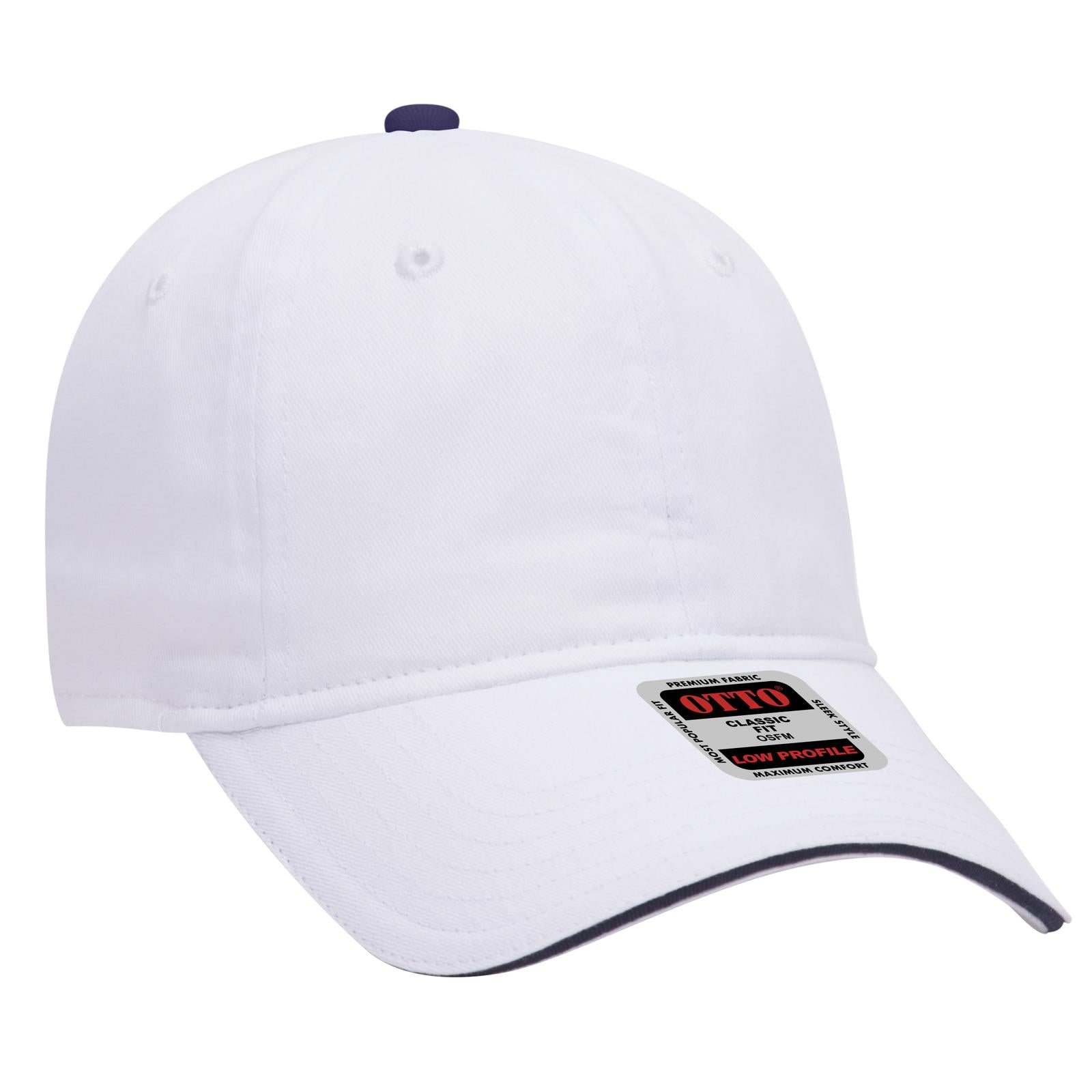 Right View of 161604 - Wht/Wht/Nvy OTTO CAP 6 Panel Low Profile Baseball Cap