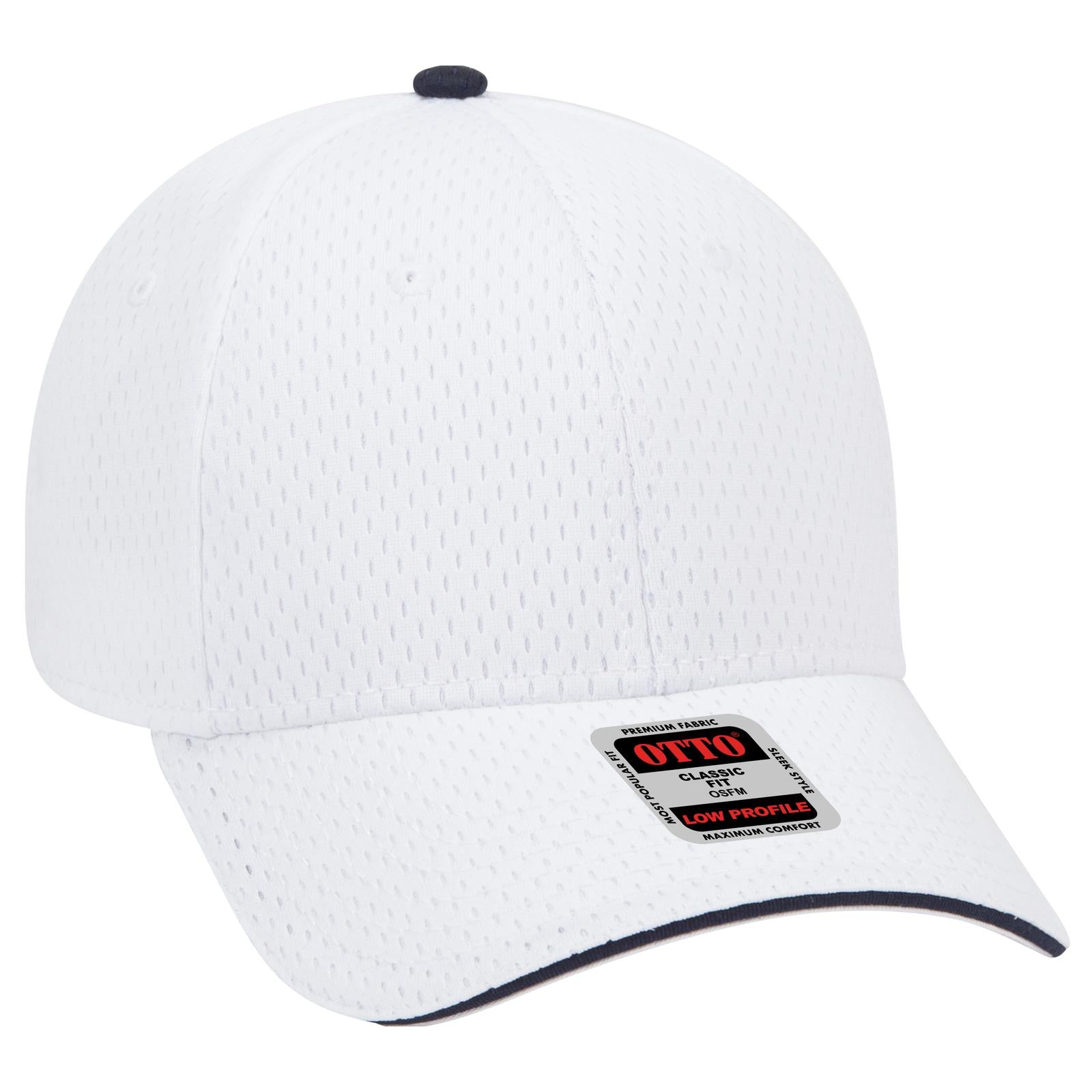 Front View of 161604 - Wht/Wht/Nvy OTTO CAP 6 Panel Low Profile Baseball Cap