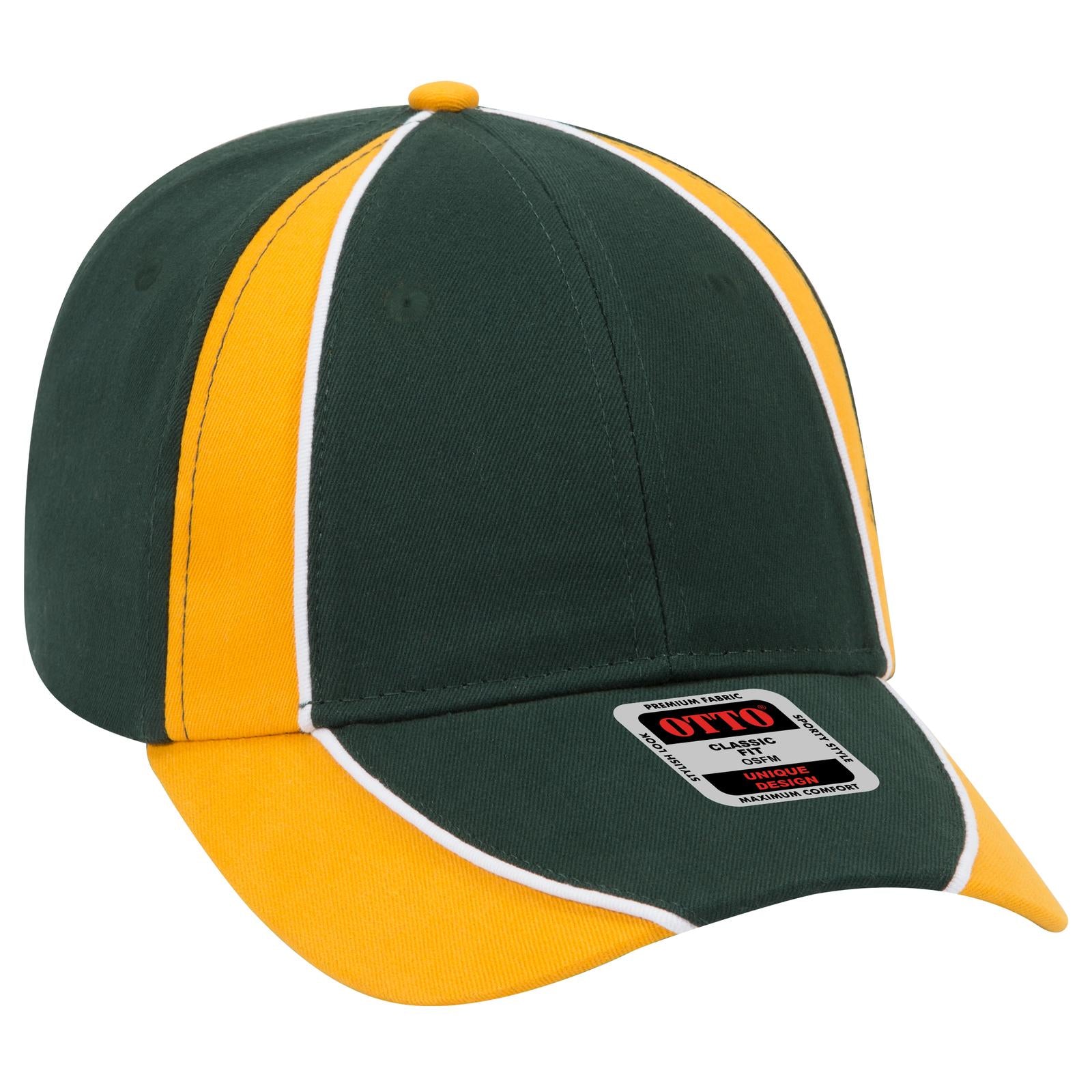 Front View of 170616 - Dk.Grn/Gld/Wht OTTO CAP 6 Panel Low Profile Baseball Cap
