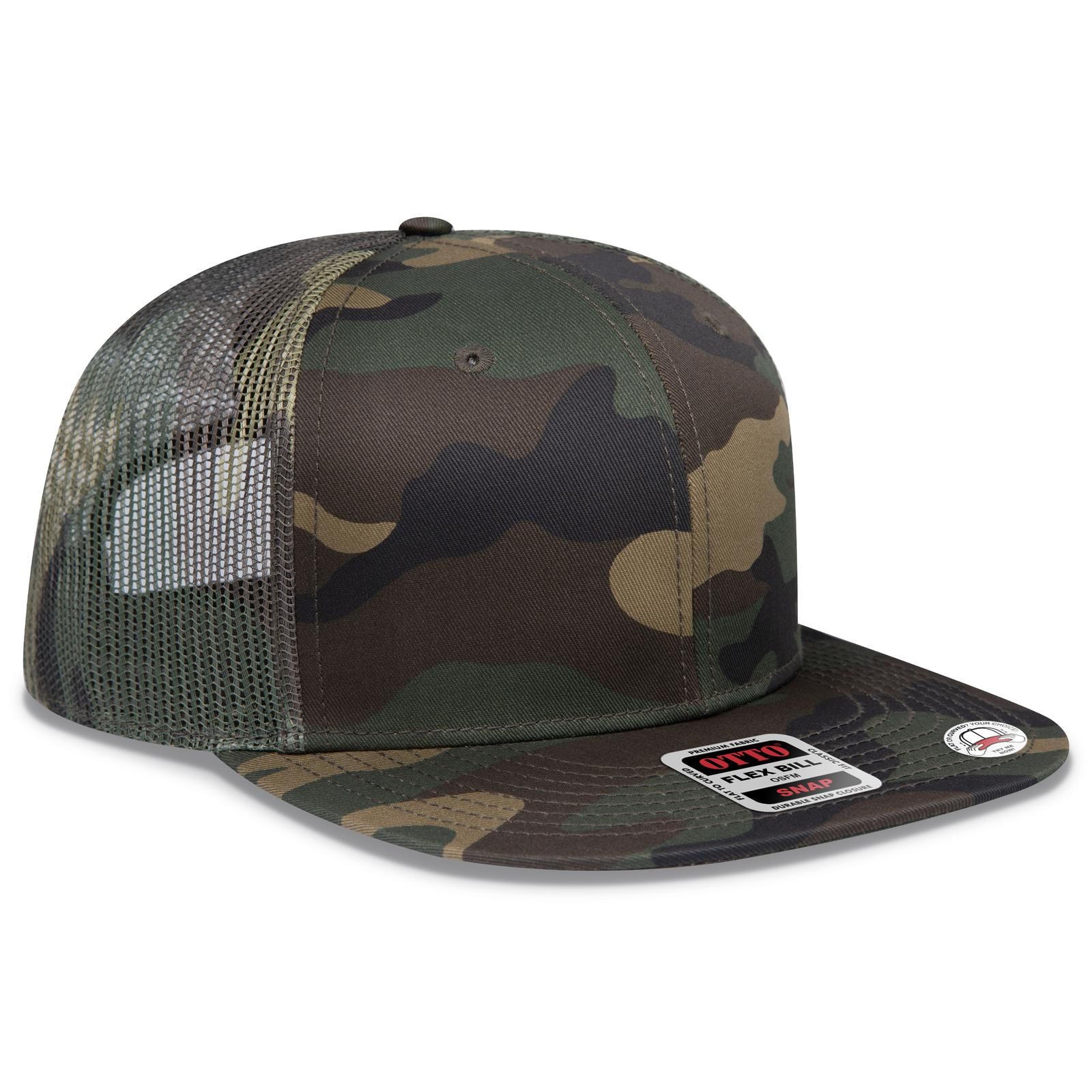 Front View of 1707 - Dk.Grn/Brn OTTO CAP "OTTO SNAP" 6 Panel Pro Style Mesh Back Trucker Snapback Hat