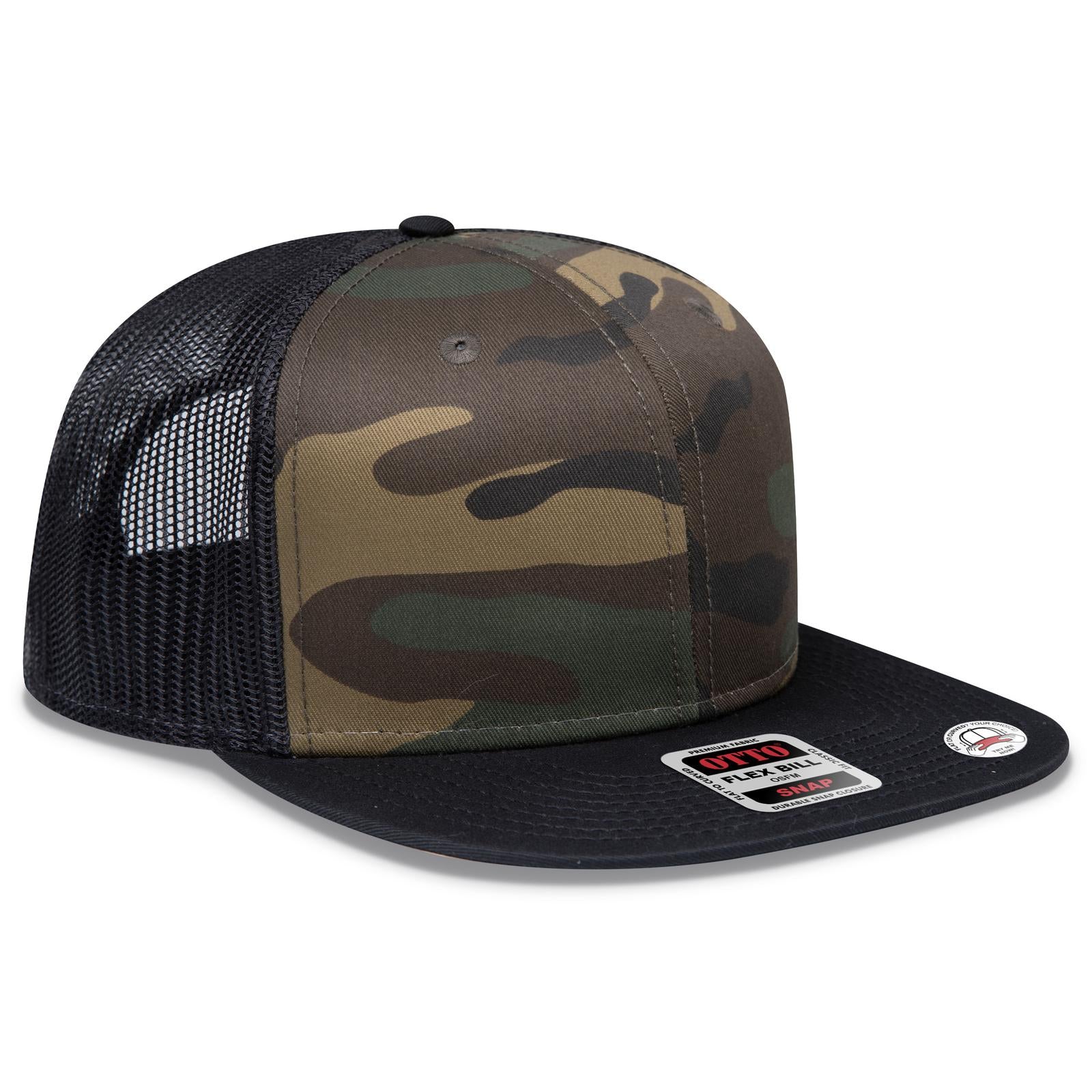 Front View of 170703B - Dk.Grn/Brn/Blk OTTO CAP "OTTO SNAP" 6 Panel Pro Style Mesh Back Trucker Snapback Hat
