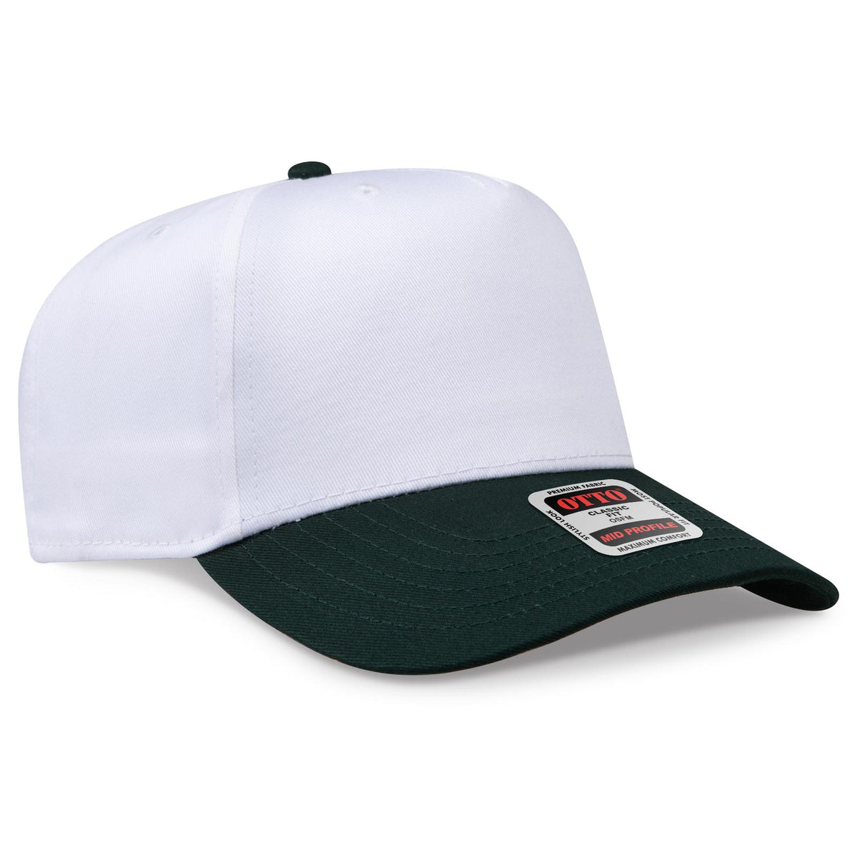 Right View of 1716 - Dk.Grn/Wht OTTO CAP 5 Panel Mid Profile Baseball Cap