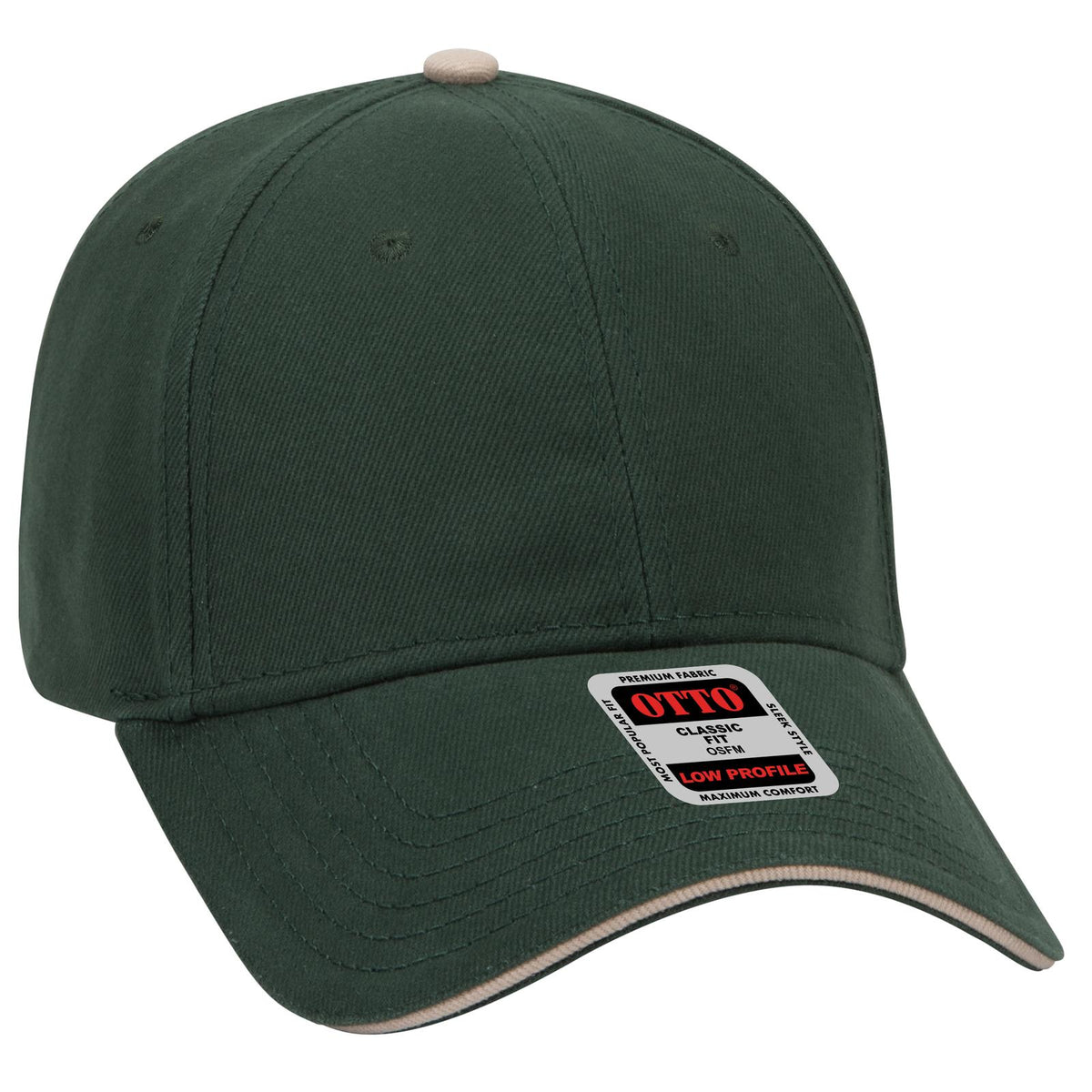 Right View of 171732 - Dk.Grn/Dk.Grn/Kha OTTO CAP 6 Panel Low Profile Baseball Cap