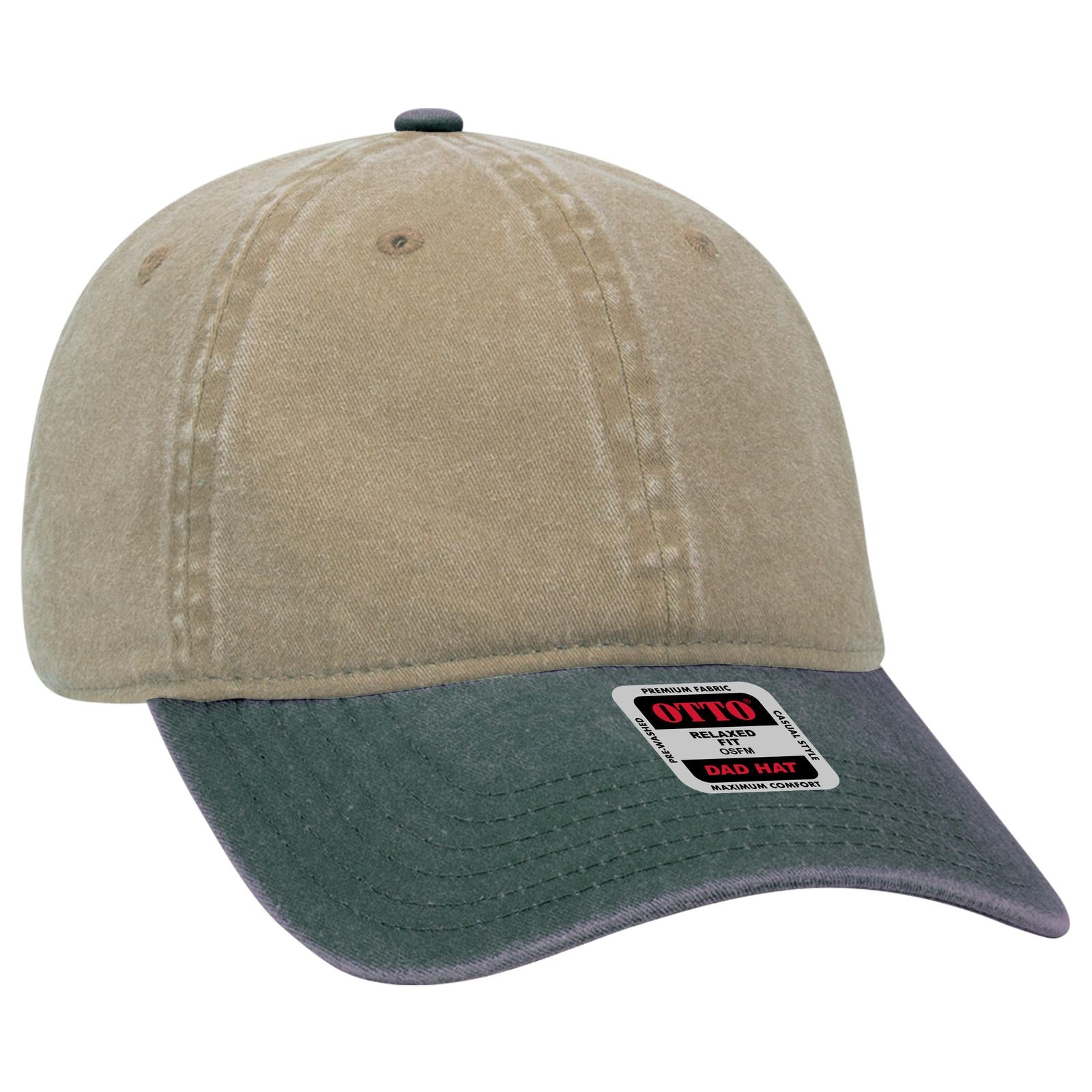 Right View of 1732 - Dk.Grn/Kha OTTO CAP 6 Panel Low Profile Dad Hat