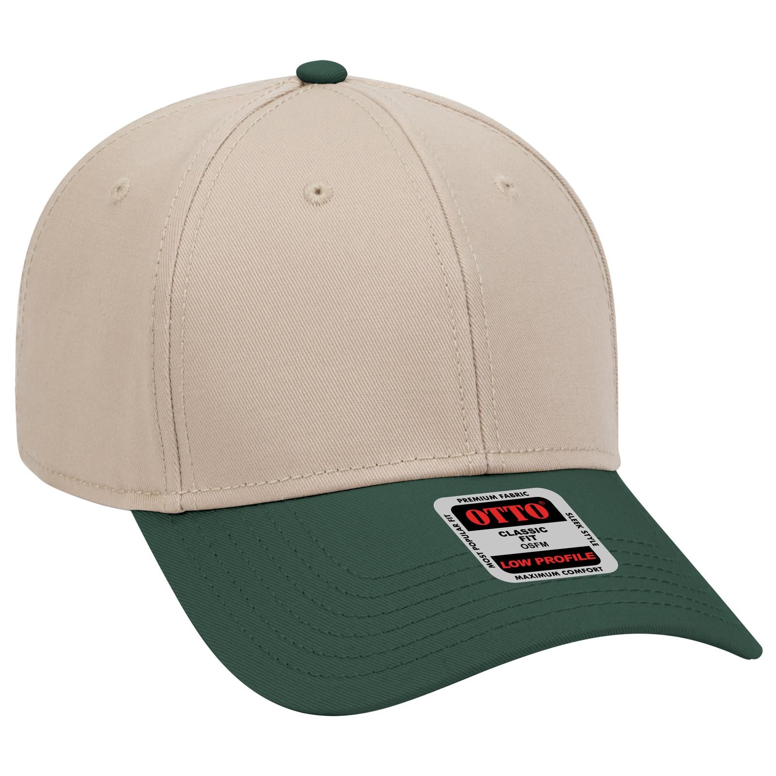 Front View of 173232 - Dk.Grn/Kha/Kha OTTO CAP 6 Panel Low Profile Baseball Cap