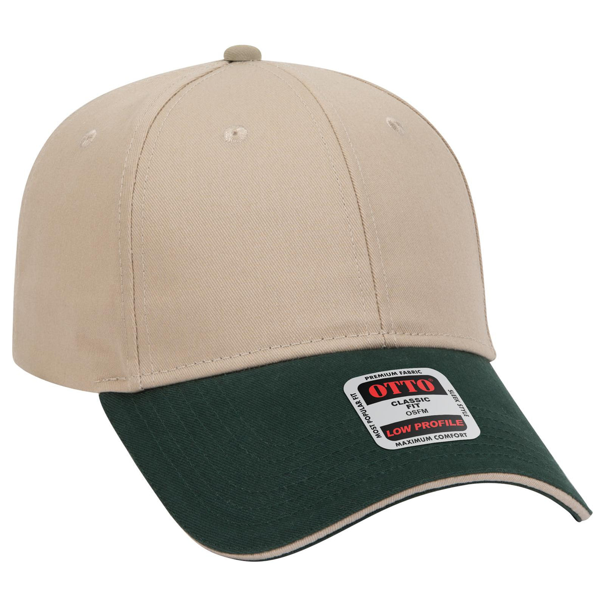 Right View of 173232 - Dk.Grn/Kha/Kha OTTO CAP 6 Panel Low Profile Baseball Cap