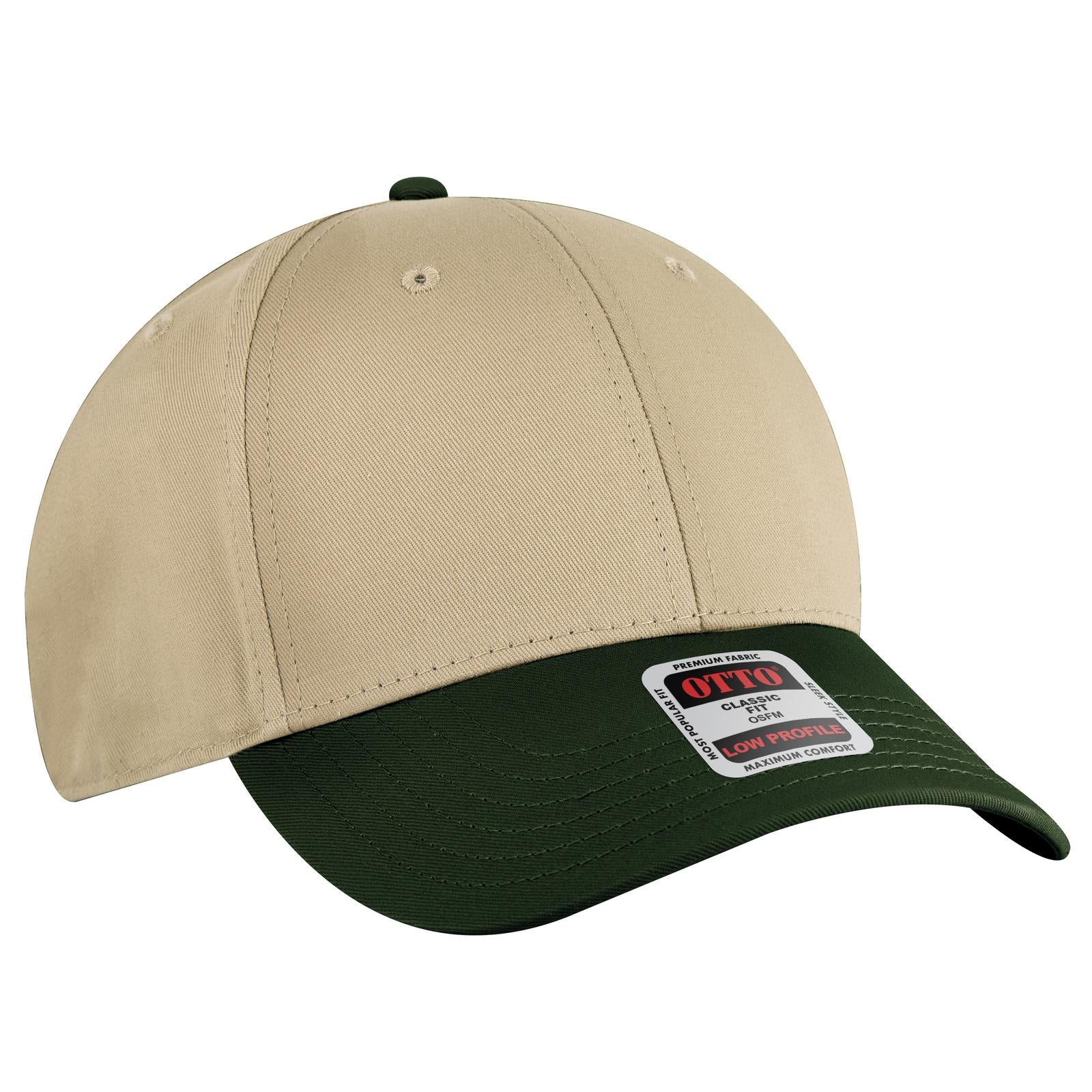 Front View of 173232 - Dk.Grn/Kha/Kha OTTO CAP 6 Panel Low Profile Baseball Cap