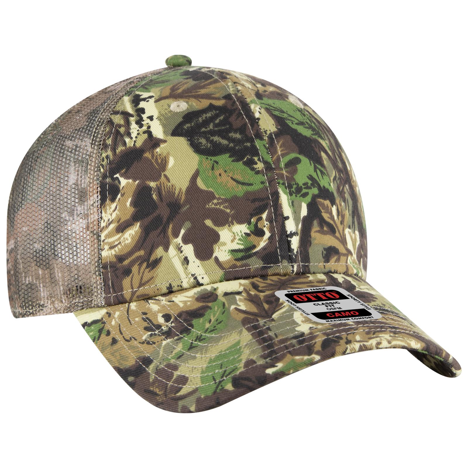 Front View of 180705 - Lt.Lod/Brn/Kly OTTO CAP Camouflage 6 Panel Low Profile Mesh Back Trucker Hat