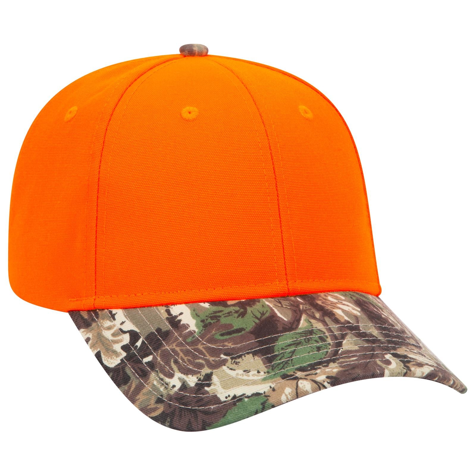 Front View of 18070509 - Lt.Lod/Brn/Kly/N.Org OTTO CAP Camouflage 6 Panel Low Profile Baseball Cap