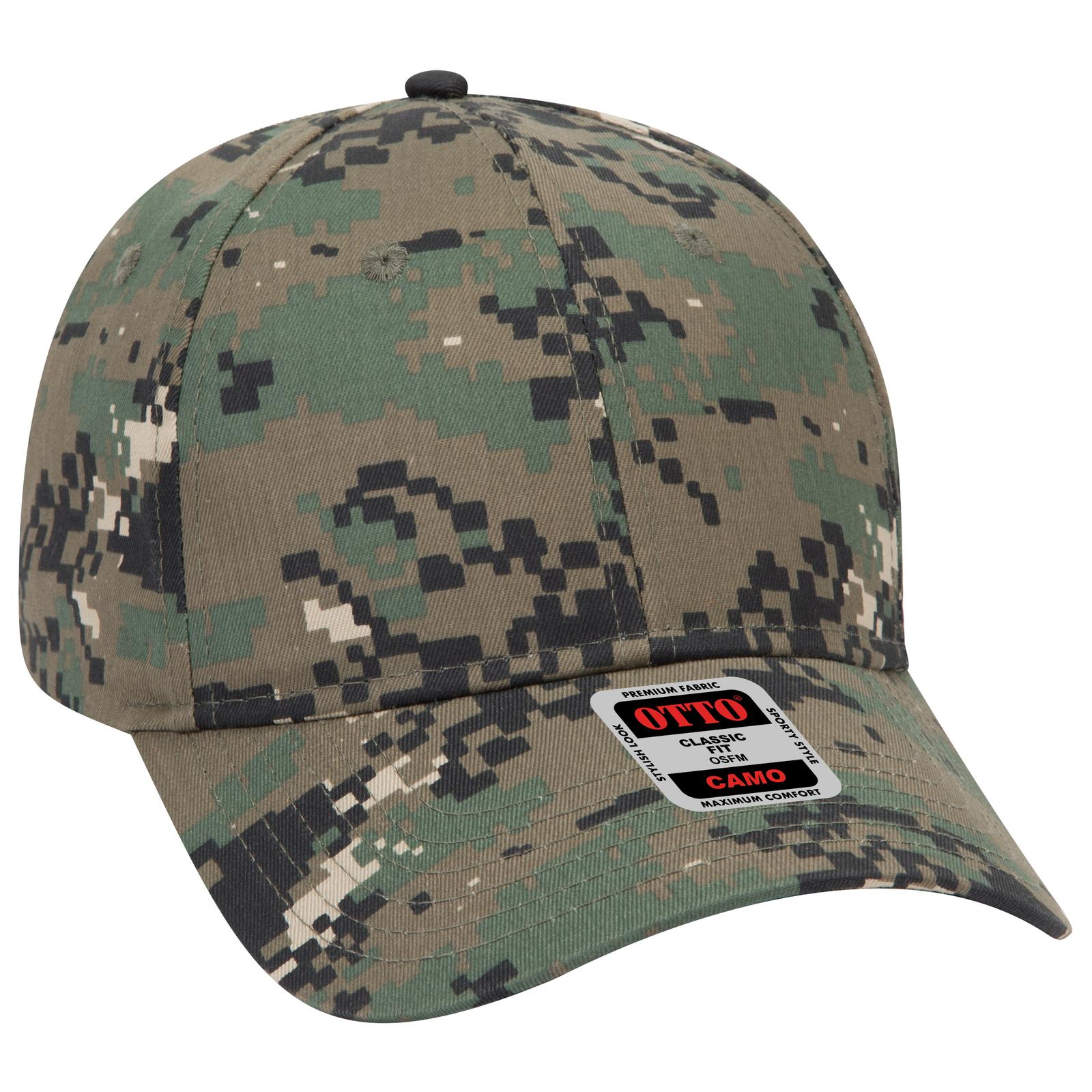 Front View of 210317 - Olv.Grn/Blk/Dk.Grn OTTO CAP Camouflage 6 Panel Low Profile Baseball Cap