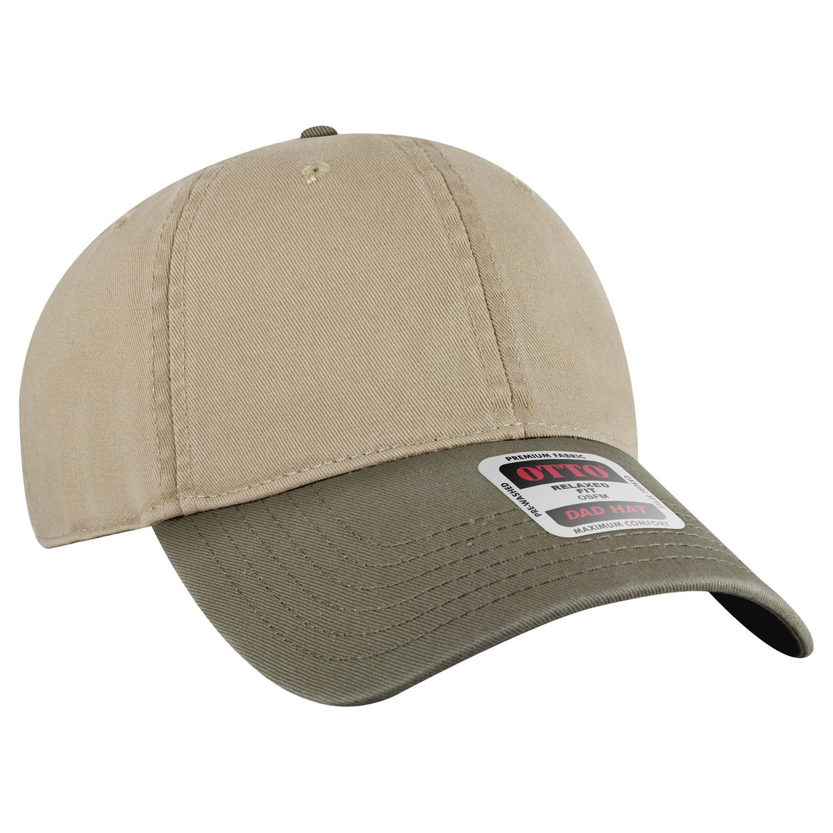 Right View of 2132 - Ol.Grn/Kha OTTO CAP 6 Panel Low Profile Dad Hat