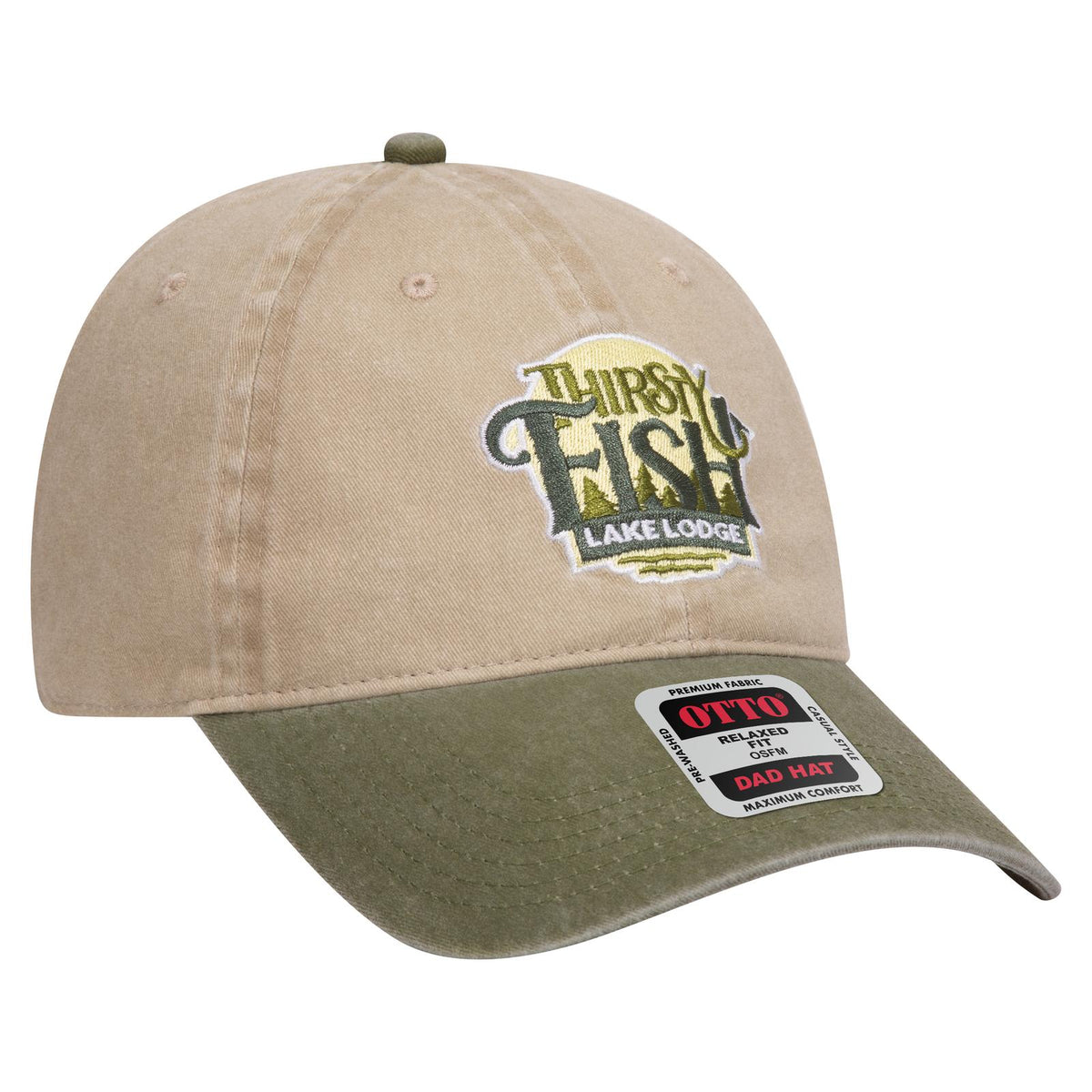 Right View of 2132 - Ol.Grn/Kha OTTO CAP 6 Panel Low Profile Dad Hat