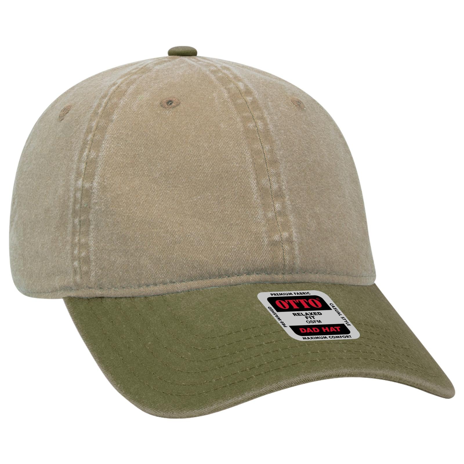 Right View of 2132 - Ol.Grn/Kha OTTO CAP 6 Panel Low Profile Dad Hat
