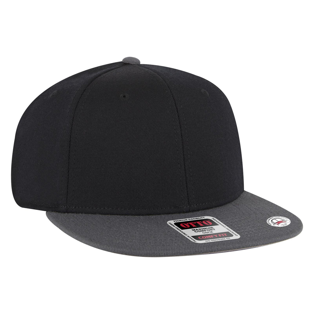 Right View of 250303 - Ch. Gry/Blk/Blk OTTO CAP "OTTO COMFY FIT" 6 Panel Pro Style Snapback Hat