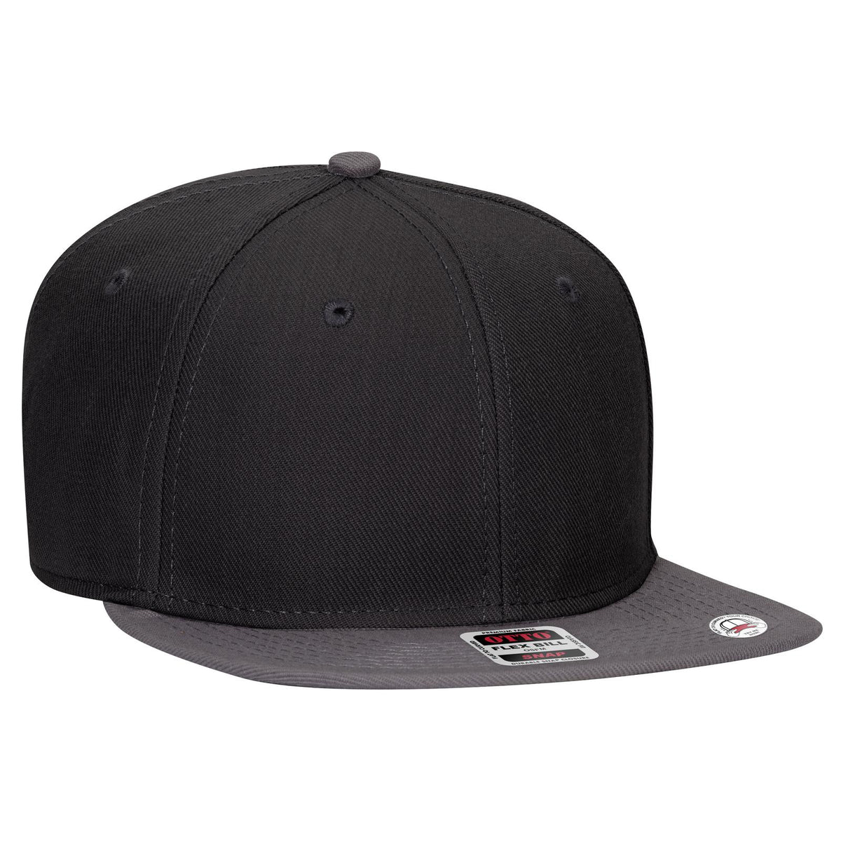 Right View of 250303 - Ch. Gry/Blk/Blk OTTO CAP "OTTO SNAP" 6 Panel Pro Style Snapback Hat