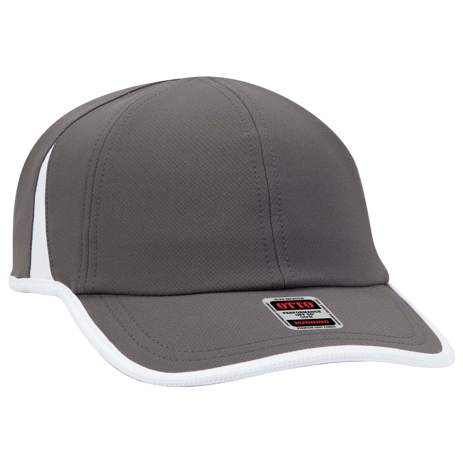 Front View of 2516 - Ch.Gry/Wht OTTO CAP UPF 50+ 6 Panel Running Hat