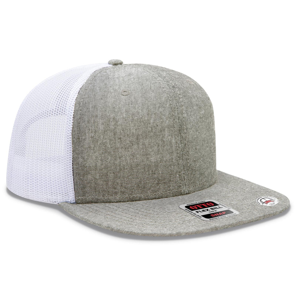 Right View of 2516A - ChGry/Wht OTTO CAP "OTTO SNAP" 6 Panel Pro Style Mesh Back Trucker Snapback Hat