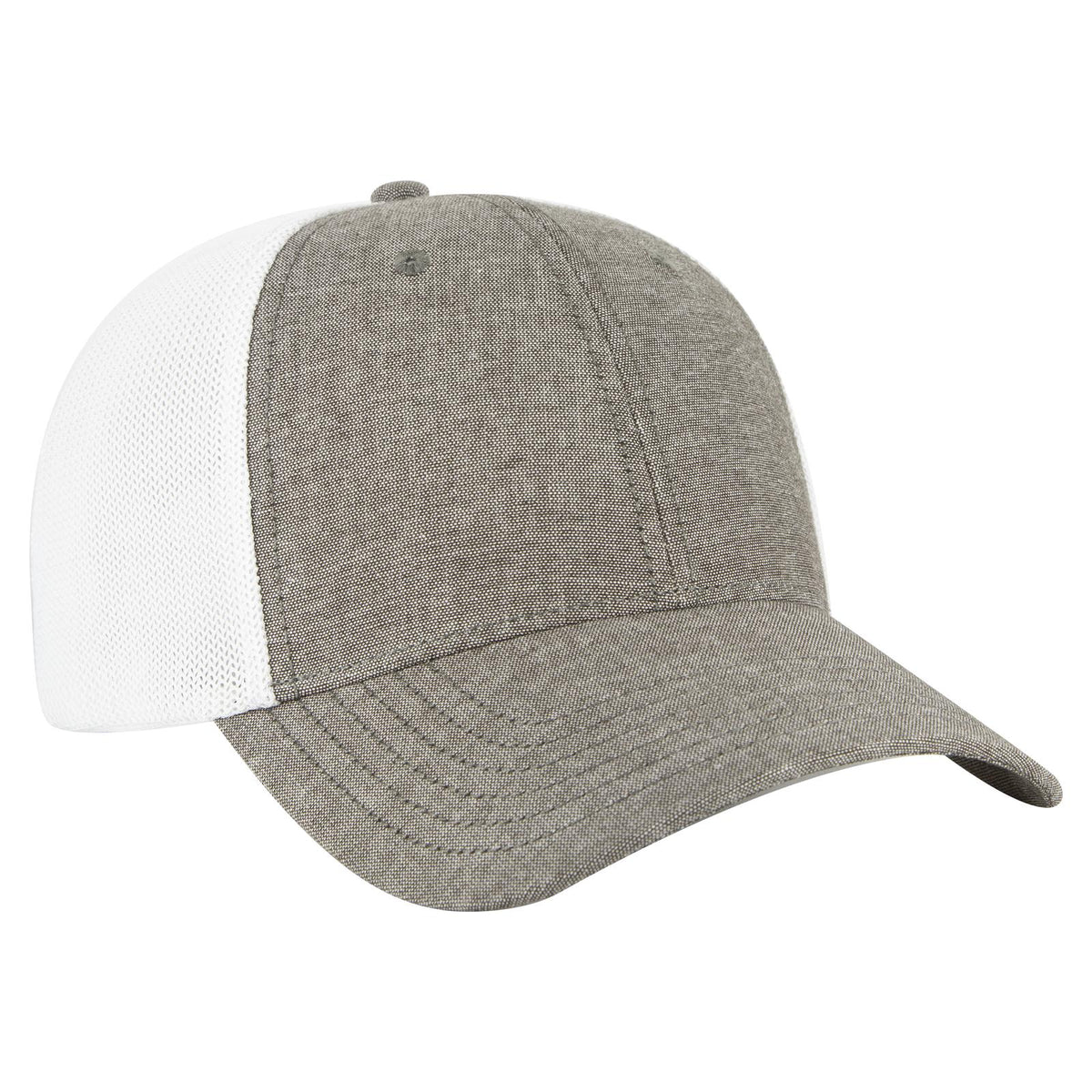 Right View of 2516C - ChGry/Wht OTTO CAP "OTTO COMFY FIT" 6 Panel Low Profile Mesh Back Trucker Hat