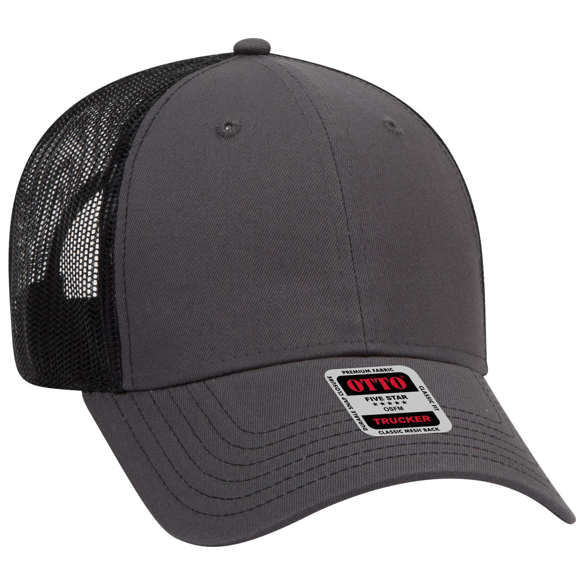 Right View of 252503 - Ch.Gry/Ch.Gry/Blk OTTO CAP 6 Panel Low Profile Mesh Back Trucker Hat