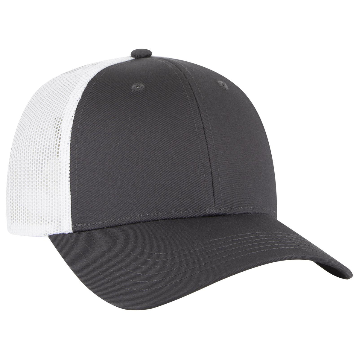 Right View of 252516 - Ch.Gry/Ch.Gry/Wht OTTO CAP 6 Panel Low Profile Mesh Back Trucker Hat