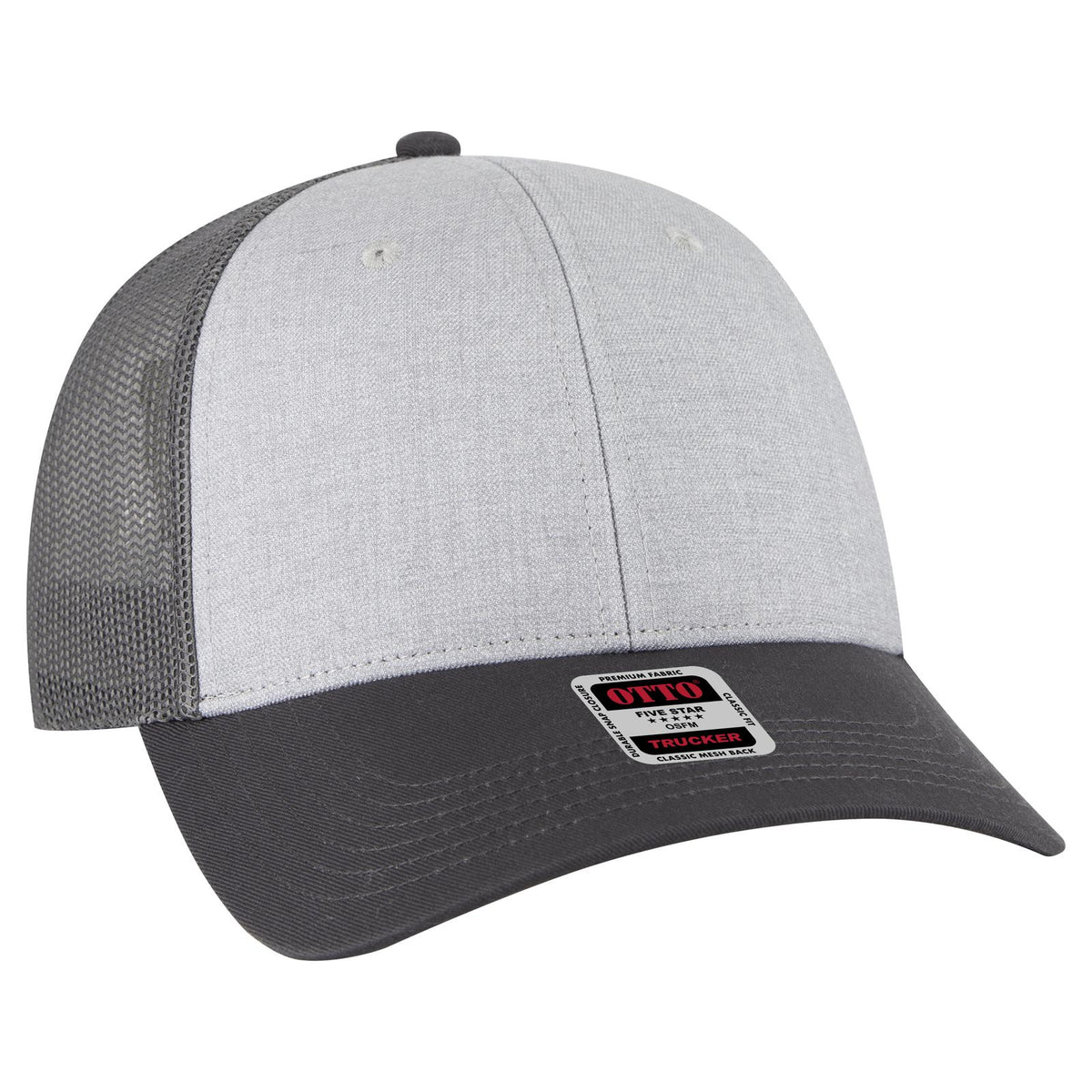Right View of 257425 - CharcoalGray/HeatherGray/CharcoalGray OTTO CAP 6 Panel Low Profile Mesh Back Trucker Hat