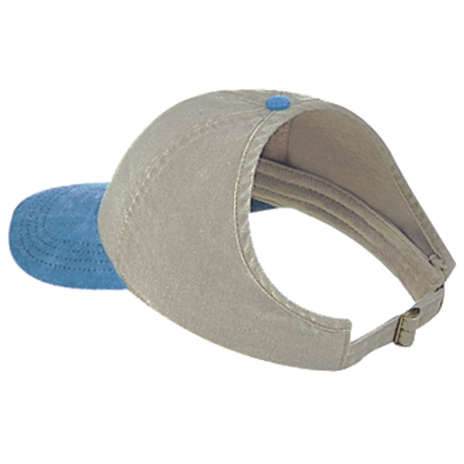 Front View of 3032 - Sk.Blu/Kha OTTO CAP 4 Panel Ponytail Cap