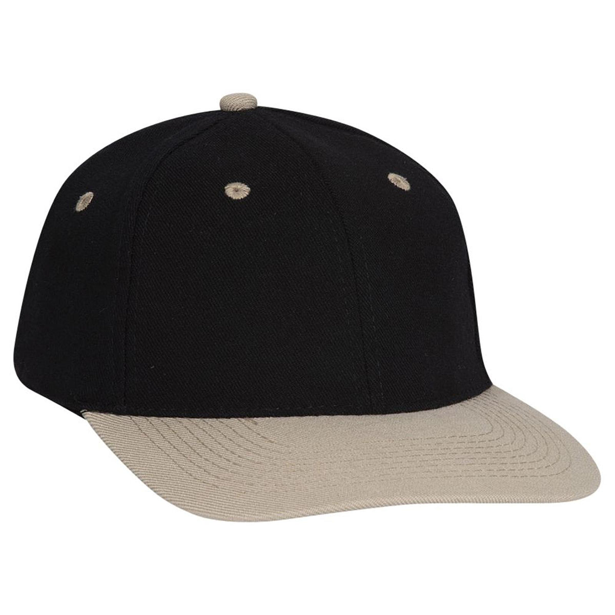 Right View of 3203 - Kha/Blk OTTO CAP "OTTO FLEX" Fitted 6 Panel Low Profile Baseball Cap
