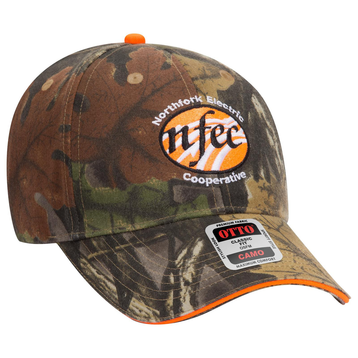 Right View of 32031709 - Kha/Blk/Dk.Grn/N.Org OTTO CAP Camouflage 6 Panel Low Profile Baseball Cap