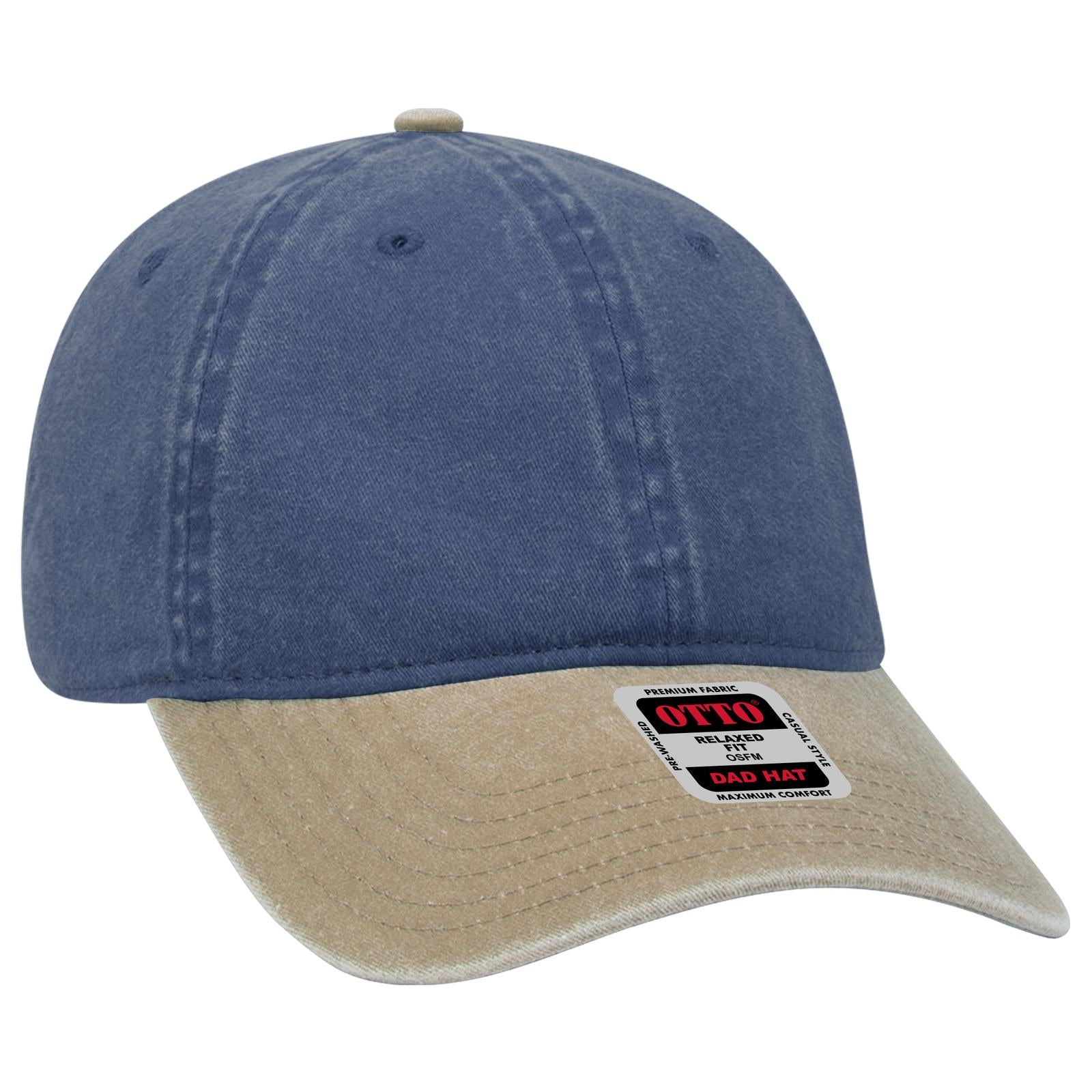 Right View of 3204 - Kha/Nvy OTTO CAP 6 Panel Low Profile Dad Hat
