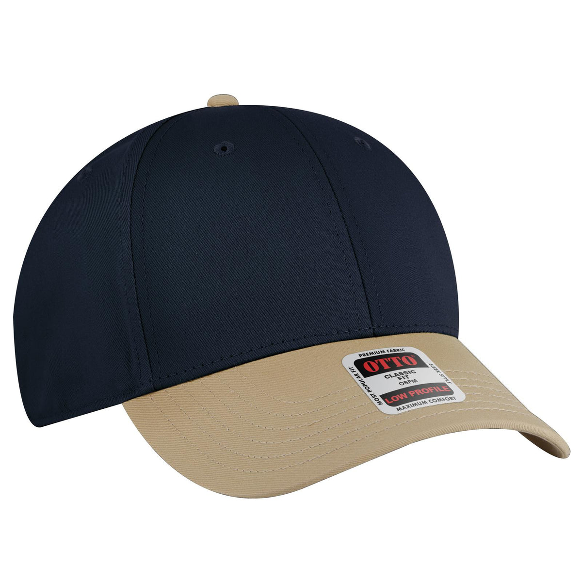 Right View of 320404 - Kha/Nvy/Nvy OTTO CAP 6 Panel Low Profile Baseball Cap