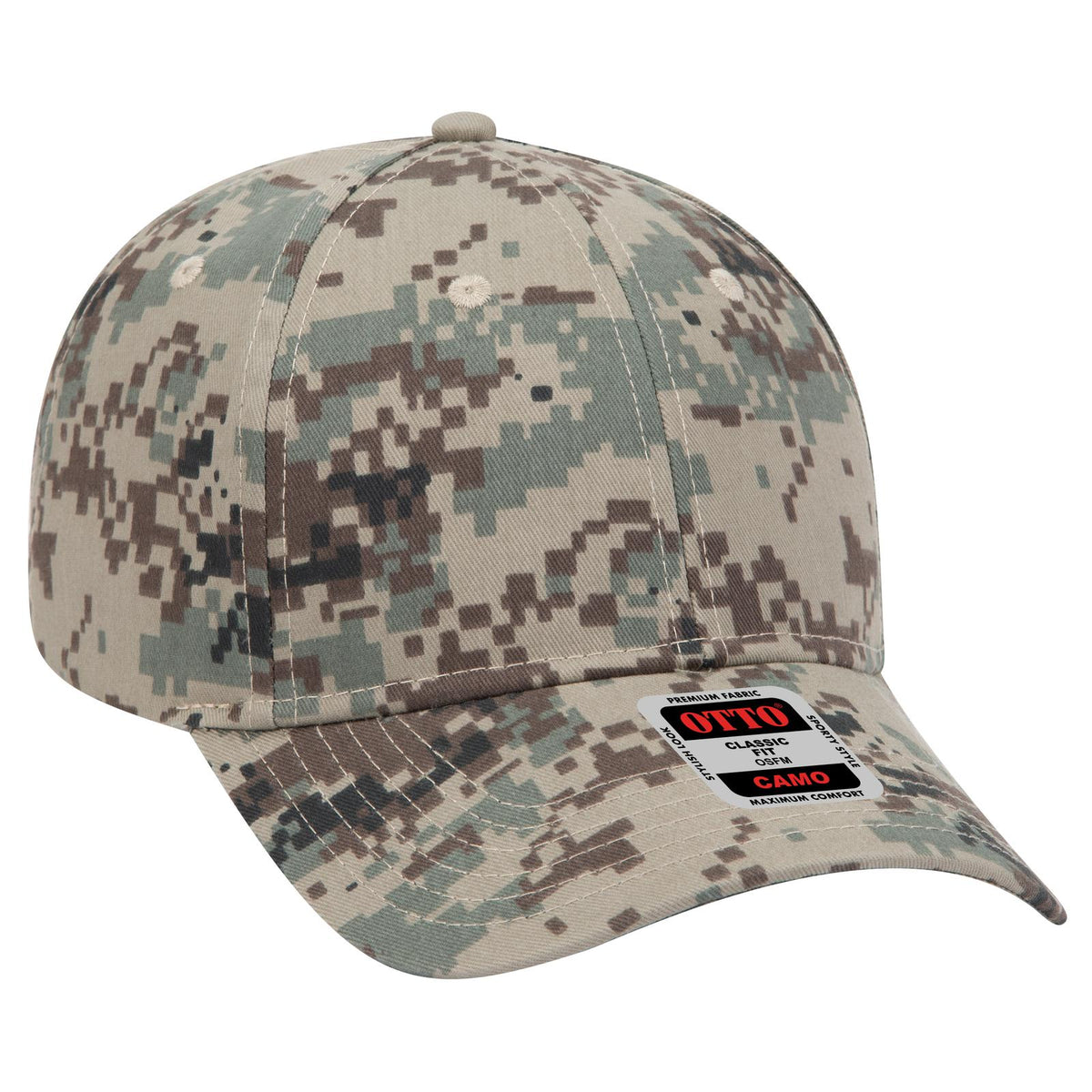 Right View of 320703 - Kha/Brn/Blk OTTO CAP Camouflage 6 Panel Low Profile Baseball Cap