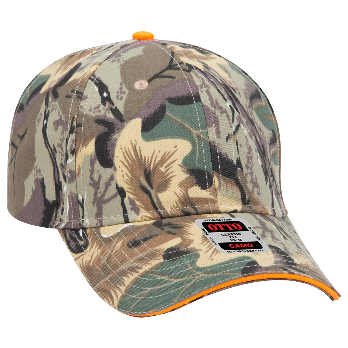 Right View of 320734 - Kha/Brn/Lt.Ol.Grn OTTO CAP Camouflage 6 Panel Low Profile Baseball Cap