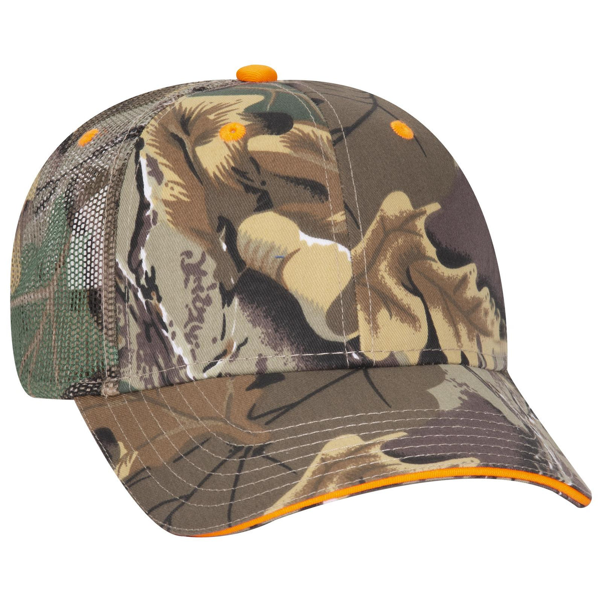 Right View of 320734 - Kha/Brn/Lt.Ol.Grn OTTO CAP Camouflage 6 Panel Low Profile Mesh Back Trucker Hat