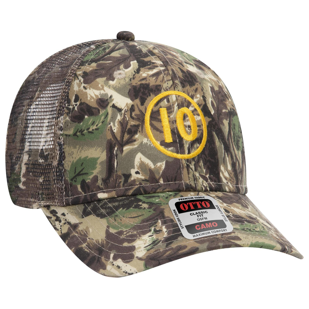Right View of 320734 - Kha/Brn/Lt.Ol.Grn OTTO CAP Camouflage 6 Panel Low Profile Mesh Back Trucker Hat