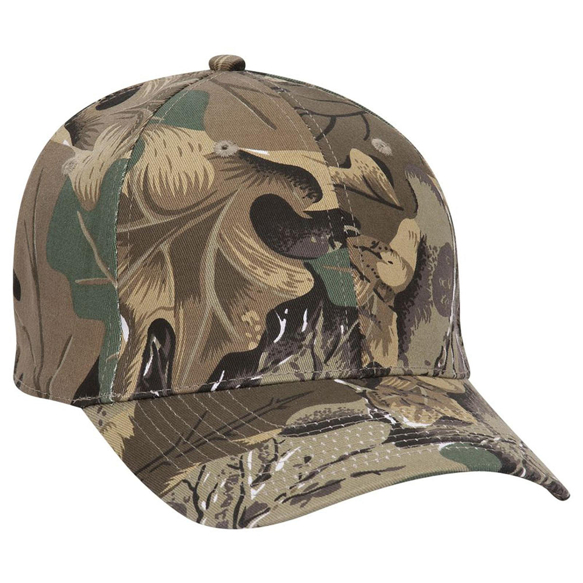 Right View of 320734 - Kha/Brn/Lt.Ol.Grn OTTO CAP "OTTO FLEX" Fitted Camouflage 6 Panel Low Profile Baseball Cap