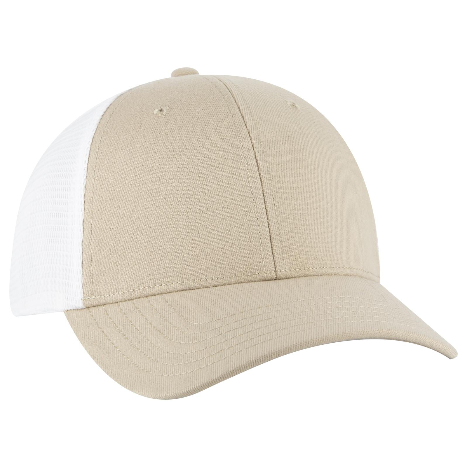 Right View of 3216 - Kha/Wht OTTO CAP "OTTO COMFY FIT" 6 Panel Low Profile Mesh Back Trucker Hat
